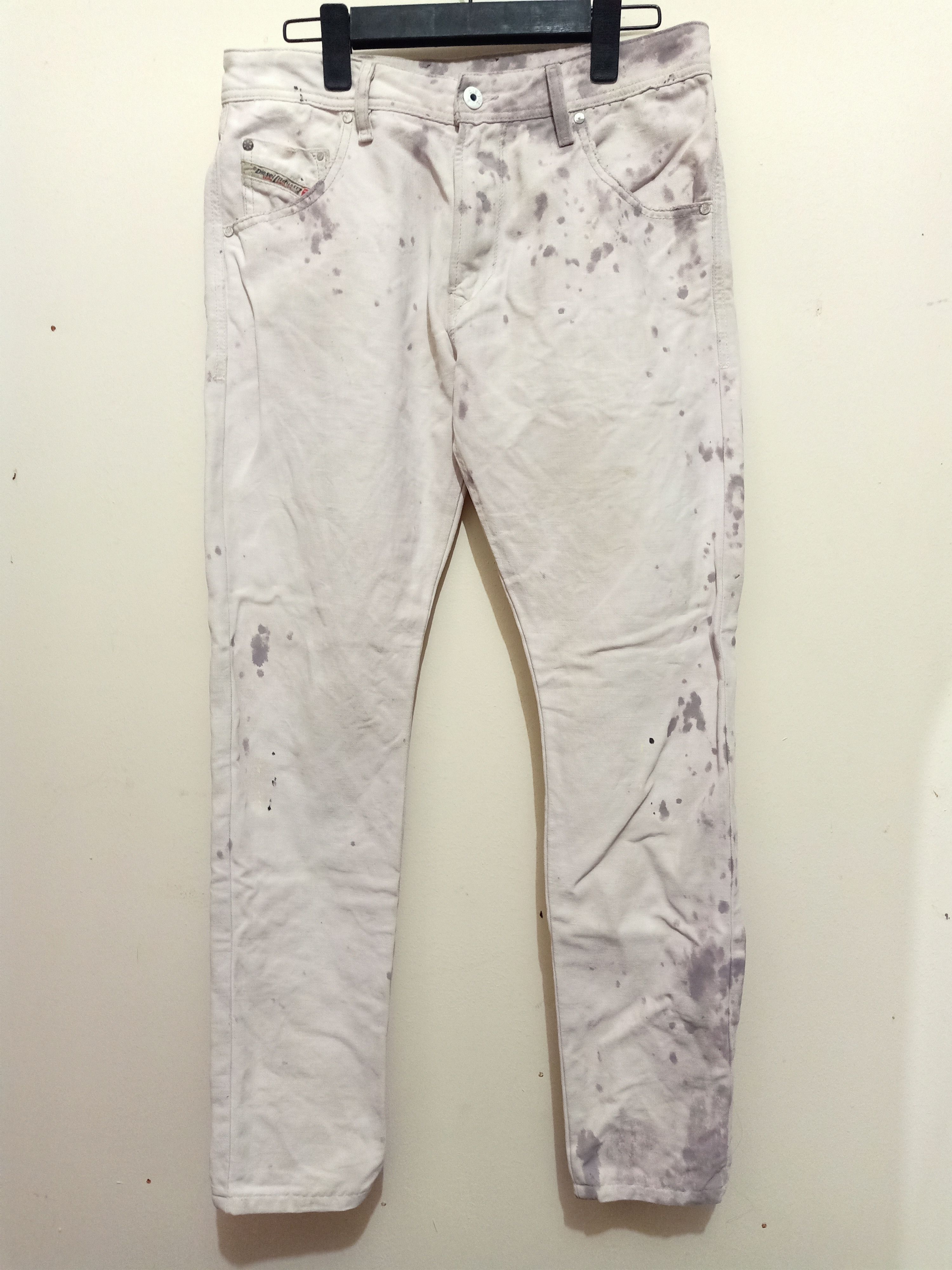 Diesel Vtg Thrashed Diesel Industry Distressed Paint White Jeans Size US 29 - 1 Thumbnail