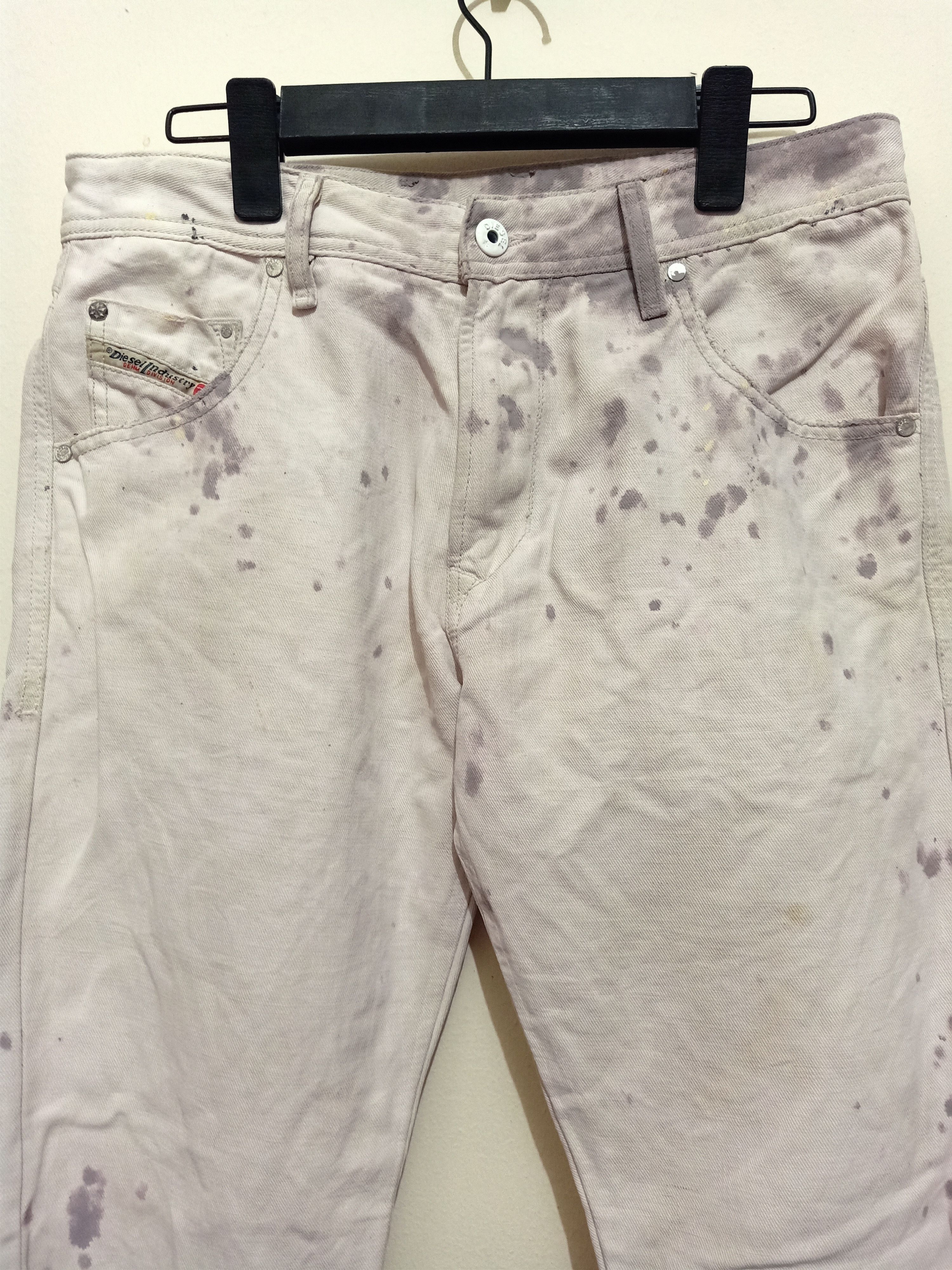 Diesel Vtg Thrashed Diesel Industry Distressed Paint White Jeans Size US 29 - 2 Thumbnail