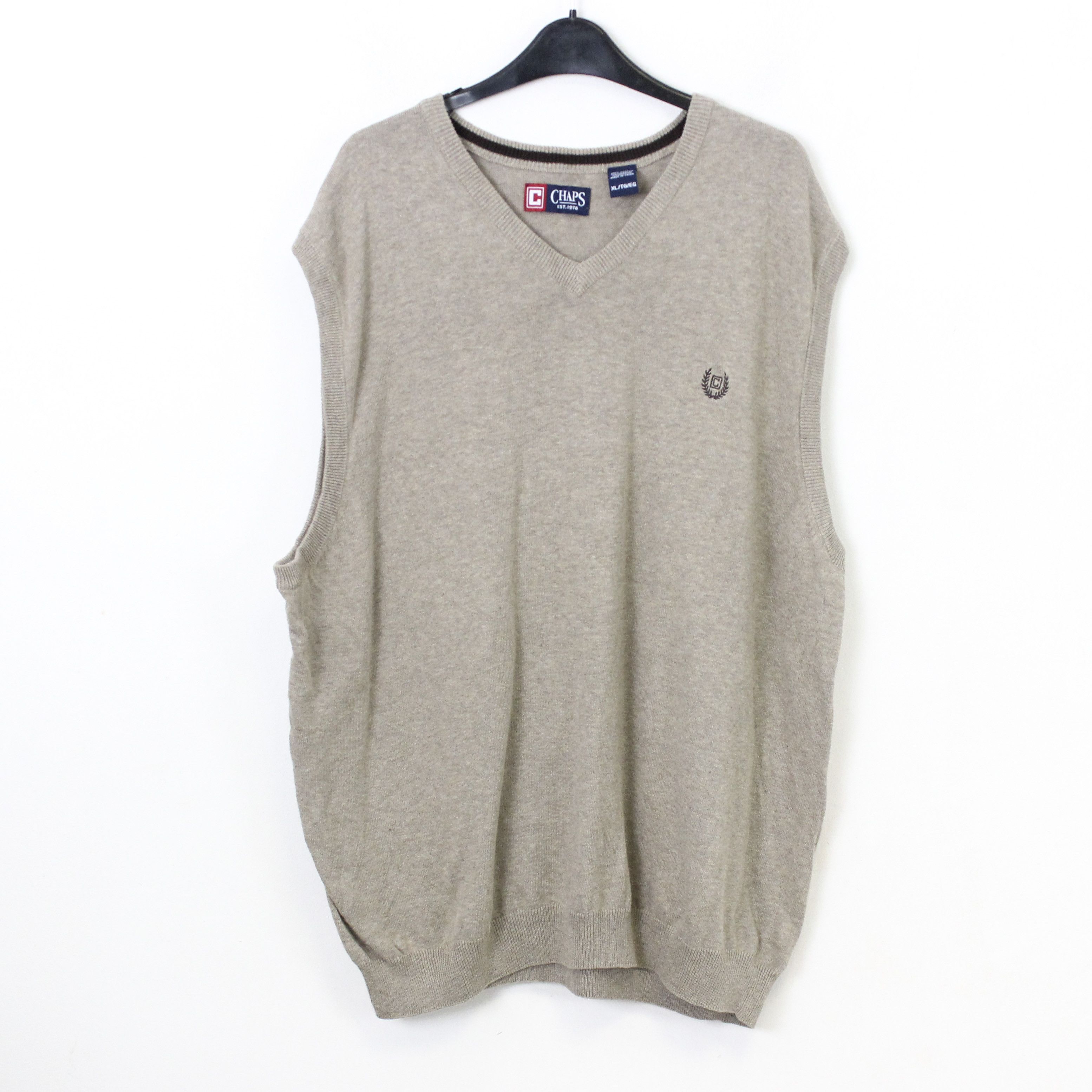 Chaps Sweater Vest Gilet Tank Waistcoat Cotton Beige Casual V-Neck Size US XL / EU 56 / 4 - 1 Thumbnail