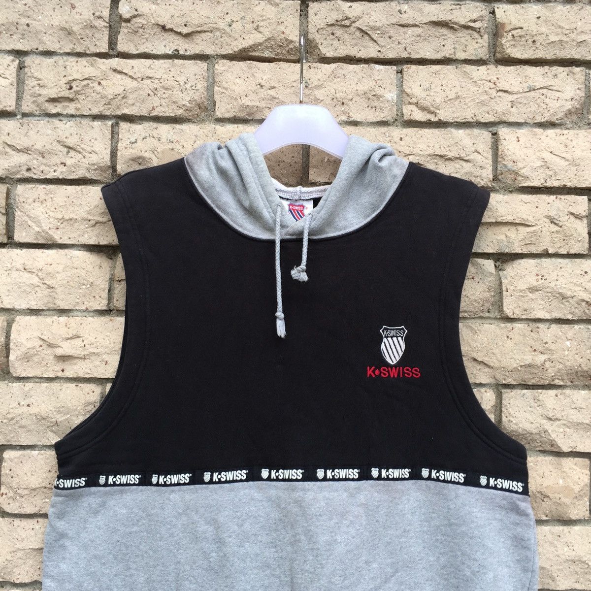 K-Swiss × Vintage K SWISS hoodie sleeveless spell out small logo.. tank top Size US M / EU 48-50 / 2 - 2 Thumbnail