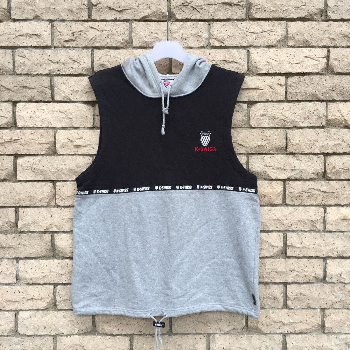 K-Swiss × Vintage K SWISS hoodie sleeveless spell out small logo.. tank top Size US M / EU 48-50 / 2 - 1 Thumbnail