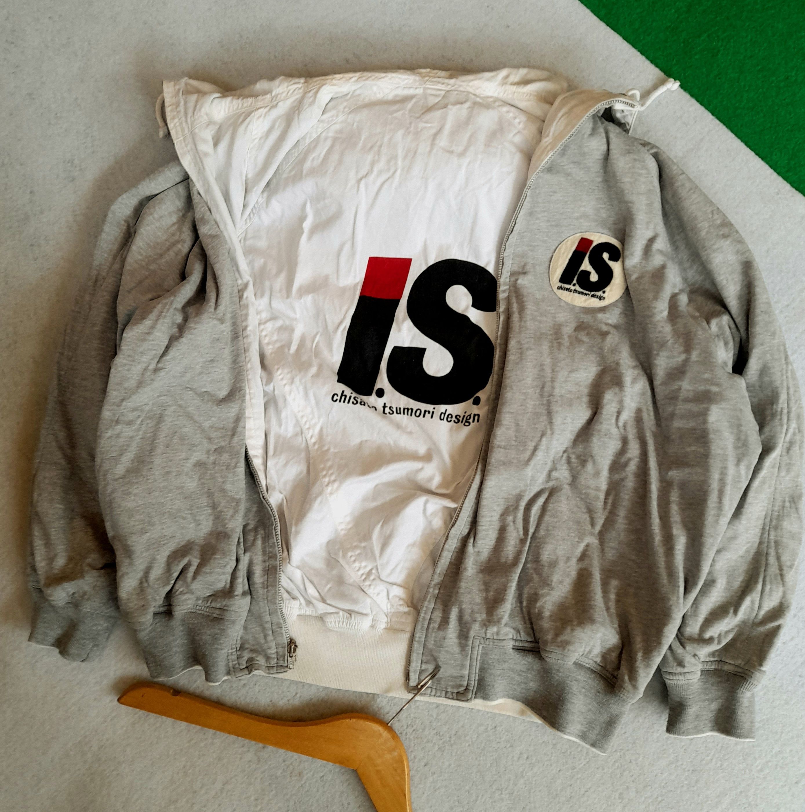 image of Vintage 90's Issey Miyake Beck Big Logo Reversible in Gray/White, Men's (Size Medium)
