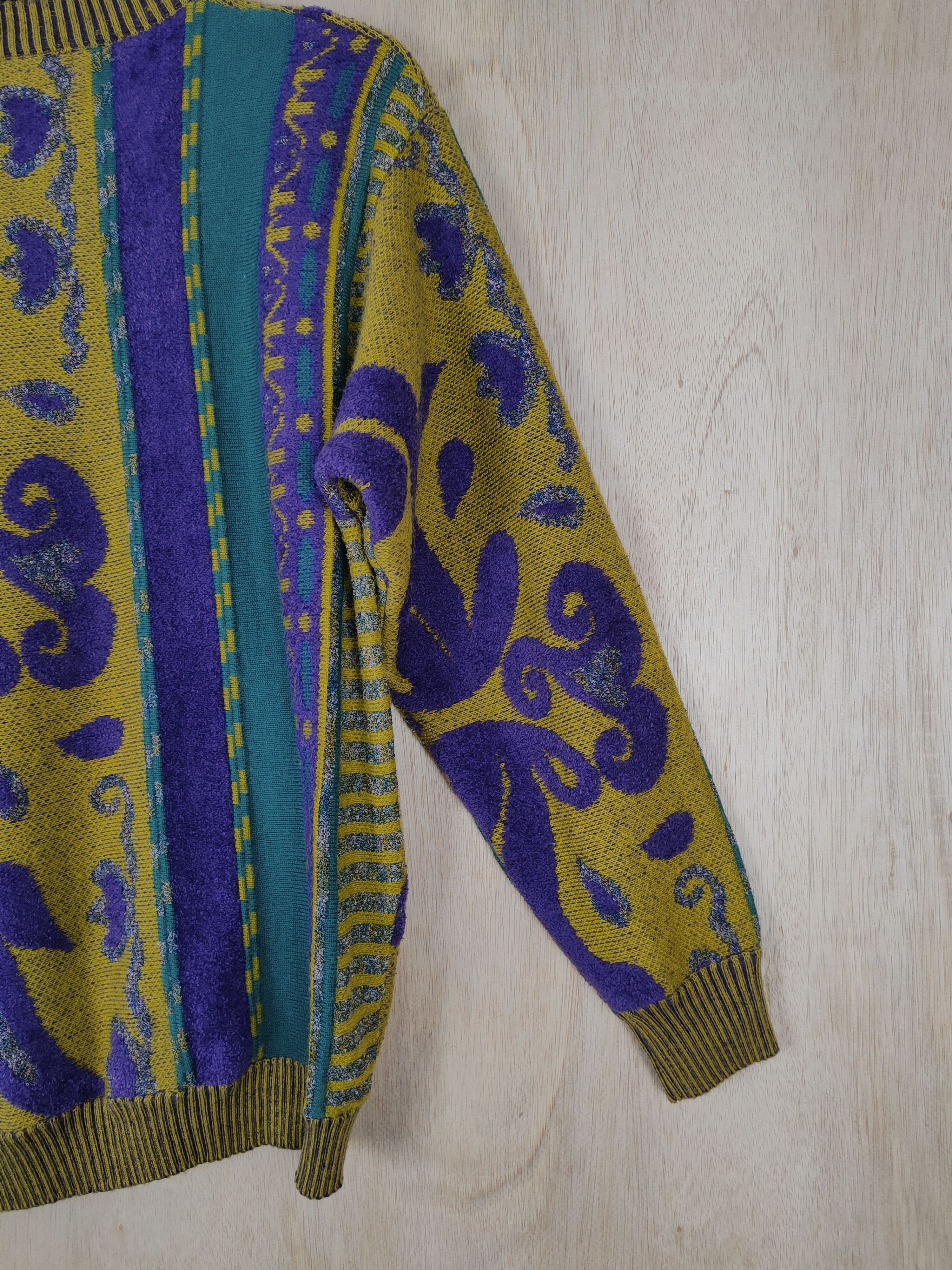 Vintage Zaragoza (Italy) Yellow/Green /Purple Knitwear #S314 Size US S / EU 44-46 / 1 - 7 Thumbnail