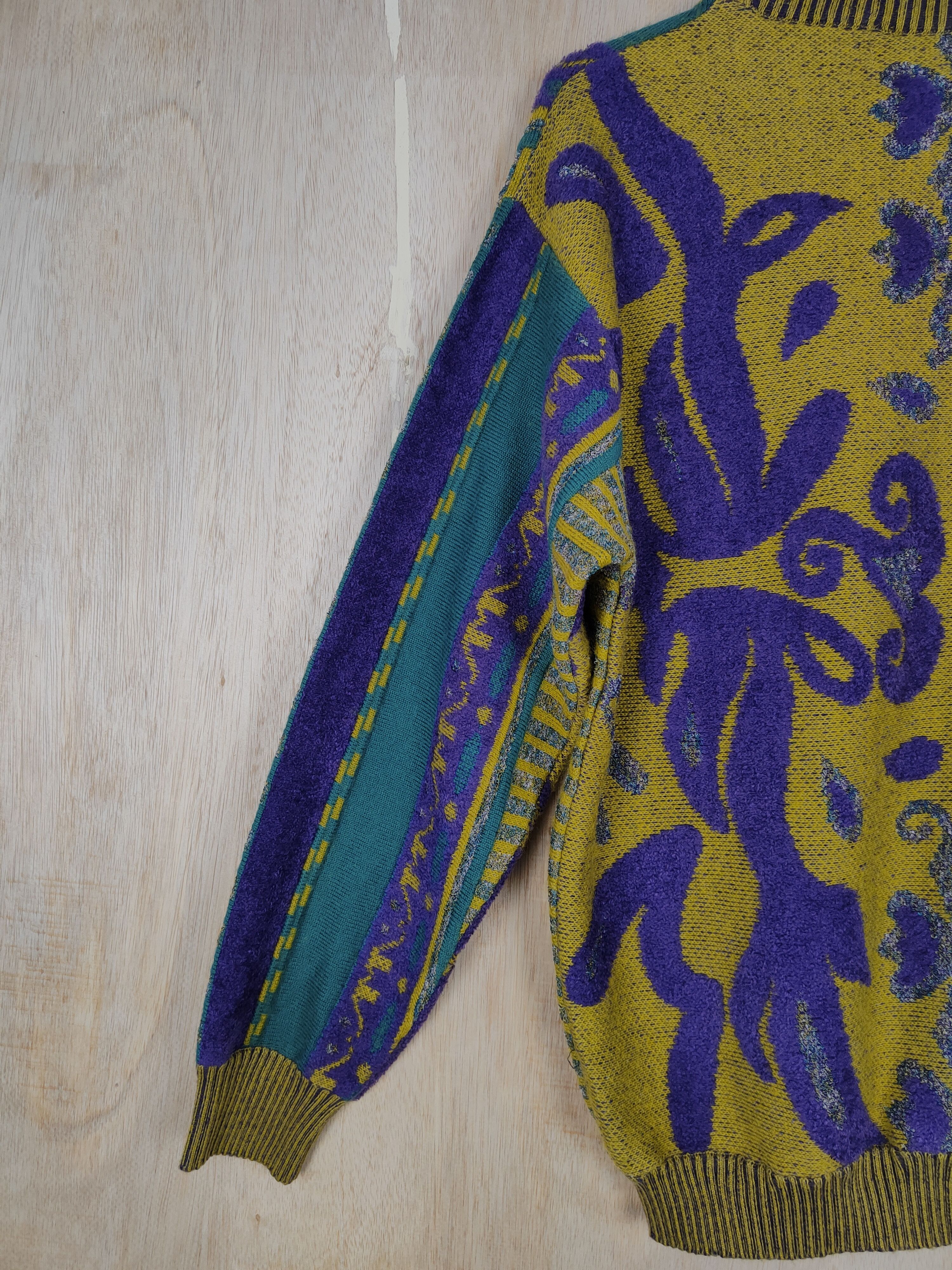 Vintage Zaragoza (Italy) Yellow/Green /Purple Knitwear #S314 Size US S / EU 44-46 / 1 - 6 Thumbnail