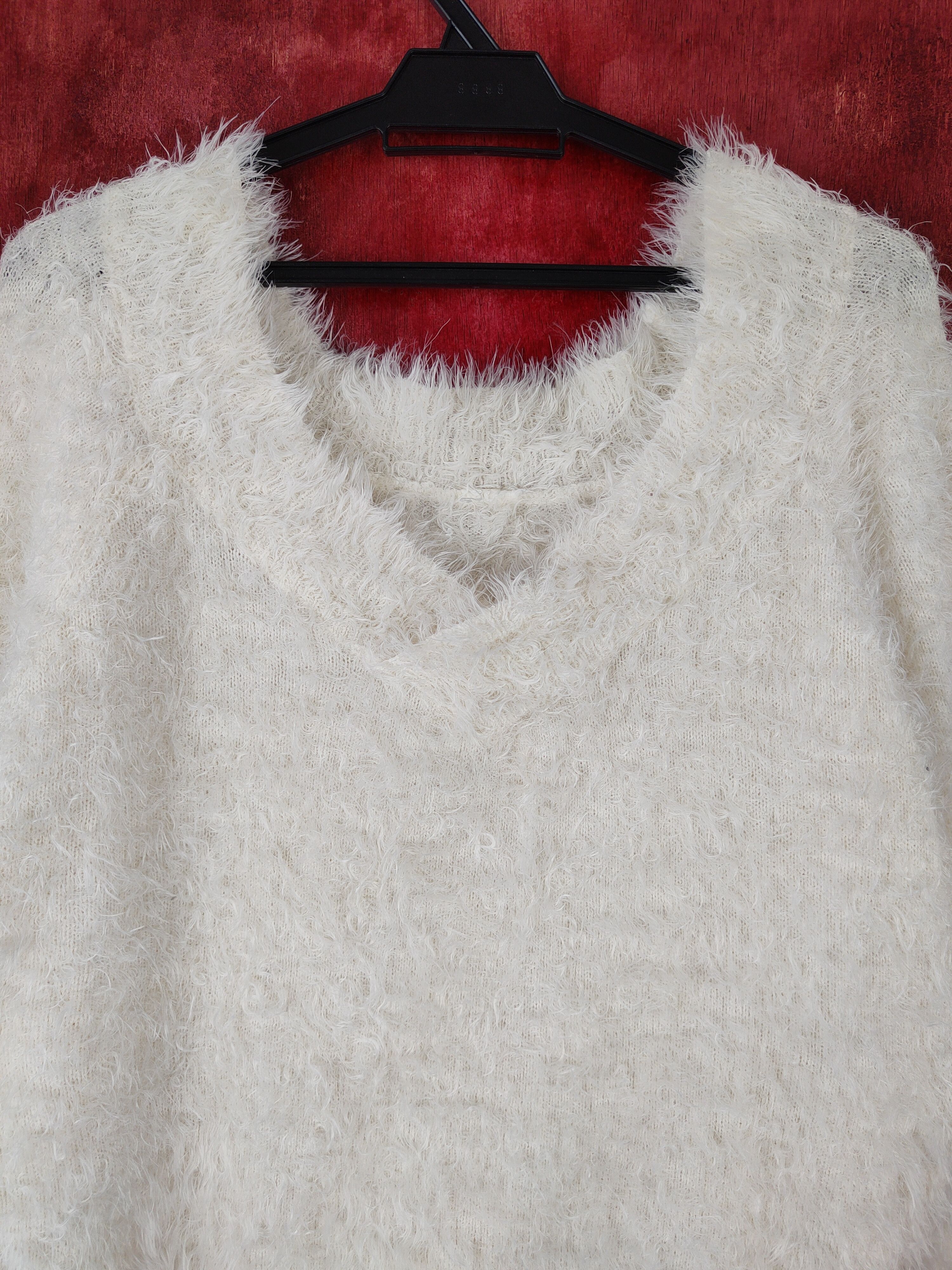 Homespun Knitwear × Japanese Brand Japanese Brand White Shag Shaggy Fur Mohair Knitwear #S369 Size M / US 6-8 / IT 42-44 - 2 Thumbnail