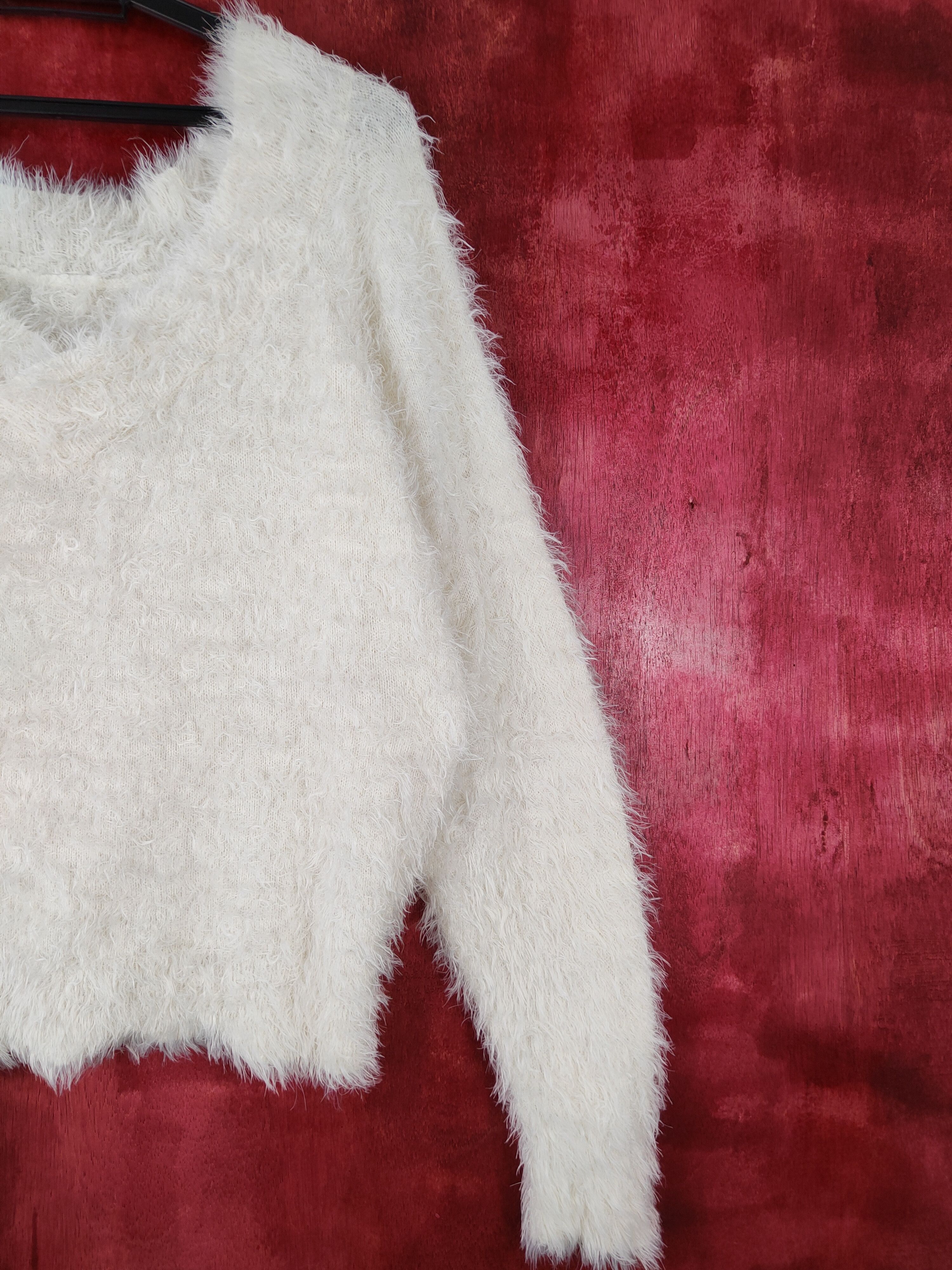 Homespun Knitwear × Japanese Brand Japanese Brand White Shag Shaggy Fur Mohair Knitwear #S369 Size M / US 6-8 / IT 42-44 - 4 Thumbnail