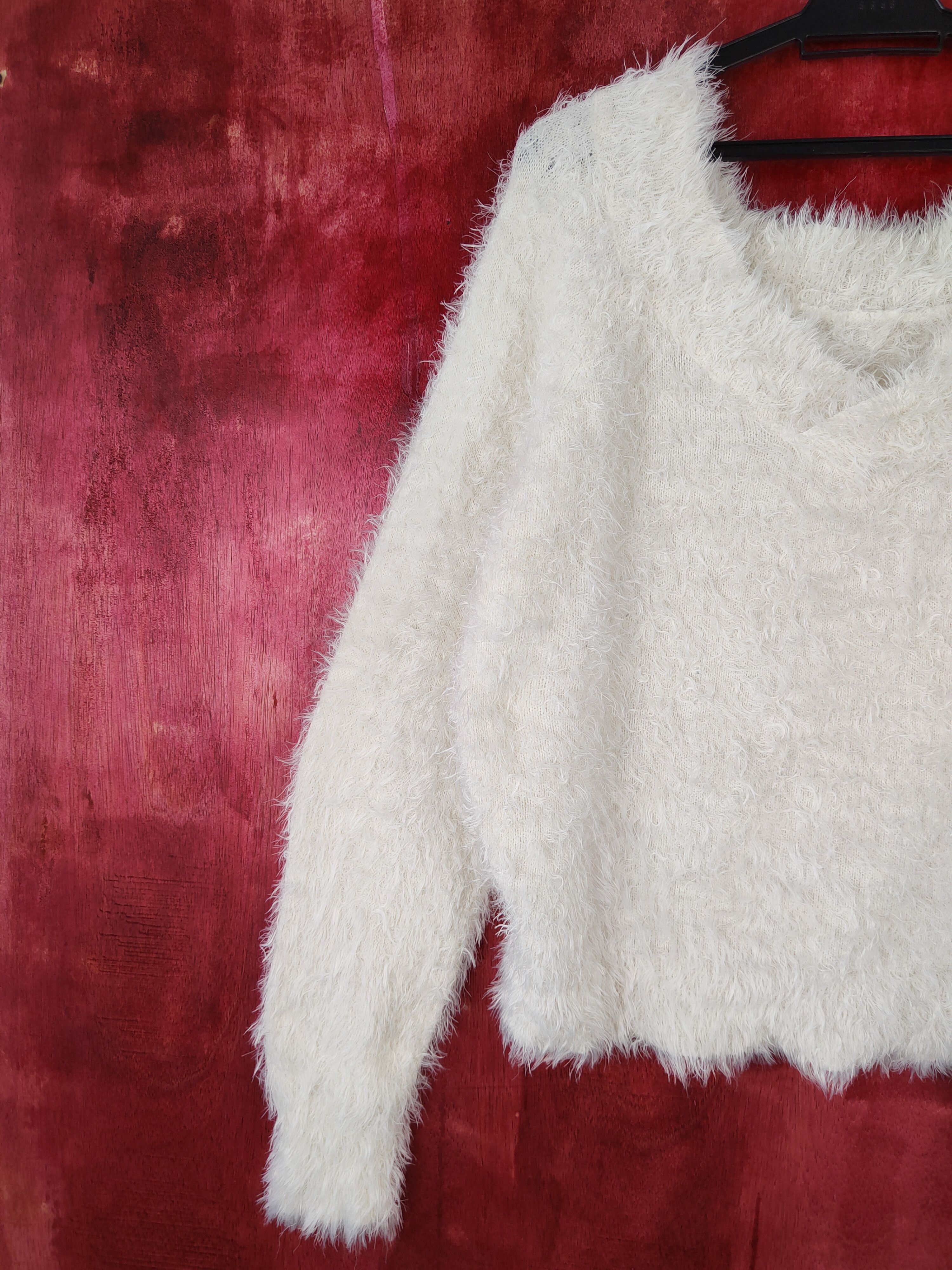 Homespun Knitwear × Japanese Brand Japanese Brand White Shag Shaggy Fur Mohair Knitwear #S369 Size M / US 6-8 / IT 42-44 - 3 Thumbnail