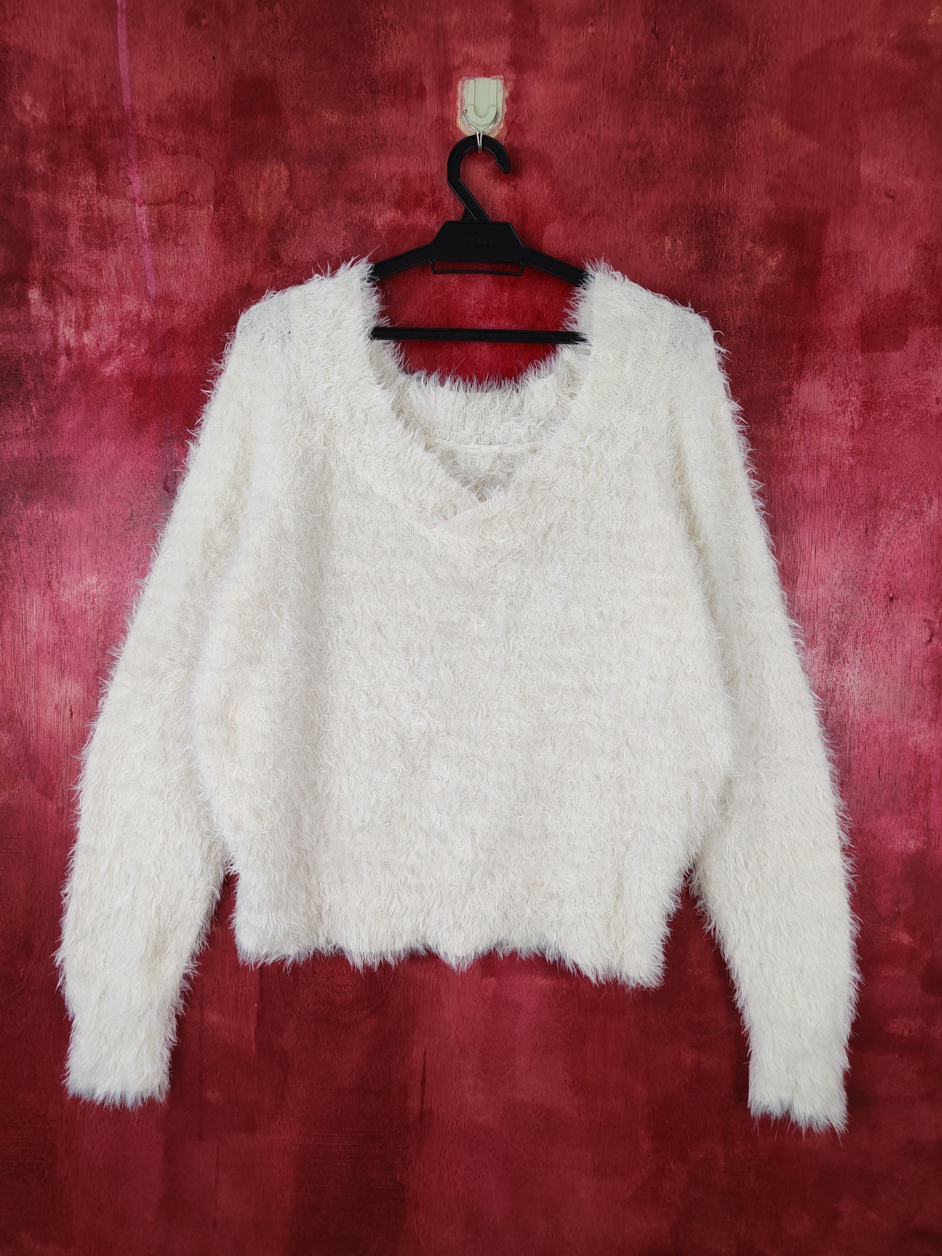 Homespun Knitwear × Japanese Brand Japanese Brand White Shag Shaggy Fur Mohair Knitwear #S369 Size M / US 6-8 / IT 42-44 - 1 Thumbnail