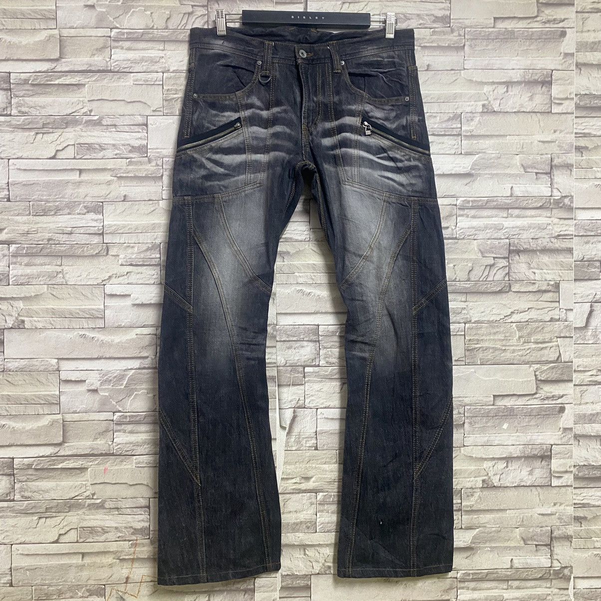 Japanese Brand HIDEAWAYS NICOLE Urban Denim Flare Hybrid Jeans Size US 34 / EU 50 - 4 Thumbnail