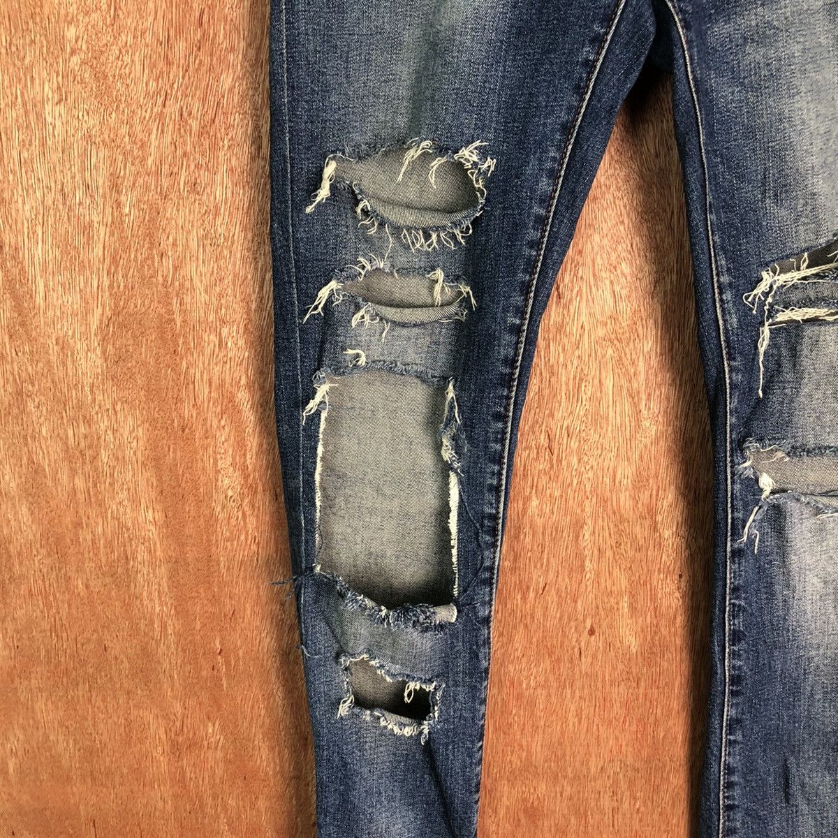 Japanese Brand Mike Randy Blue skinny Distressed Denim #6355 Size 29" - 6 Thumbnail