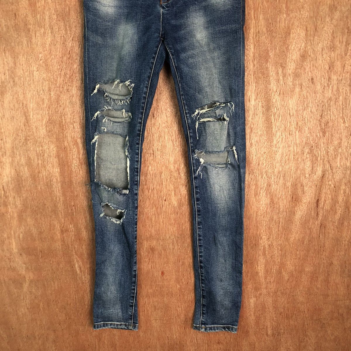 Japanese Brand Mike Randy Blue skinny Distressed Denim #6355 Size 29" - 3 Thumbnail
