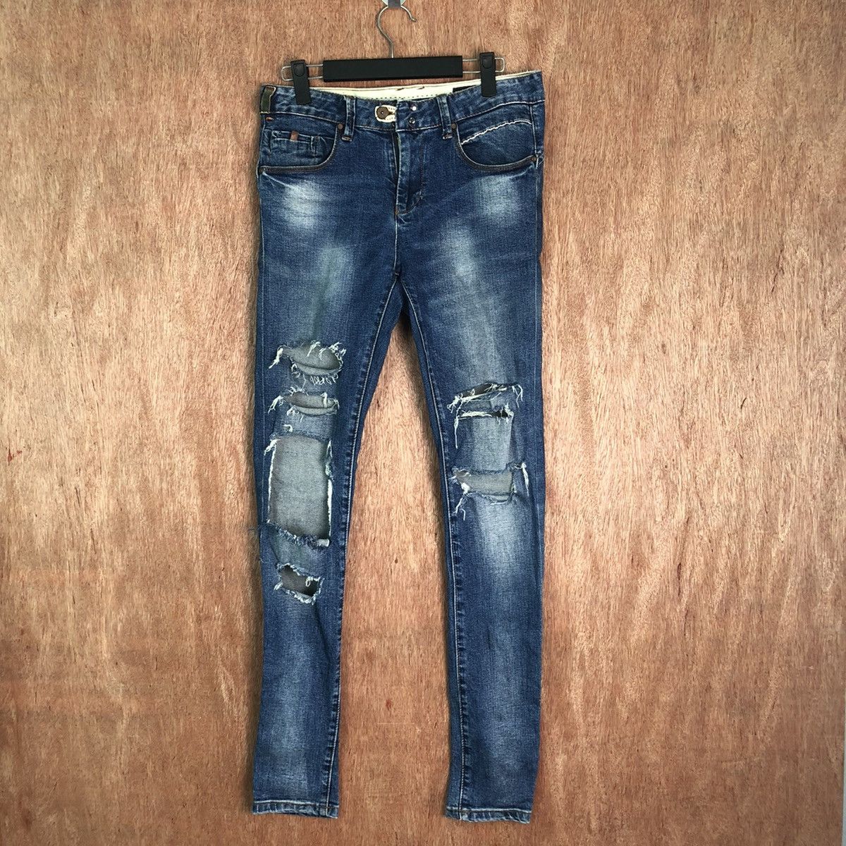 image of Mike Randy Blue Skinny Distressed Denim 6355, Women's (Size 29)