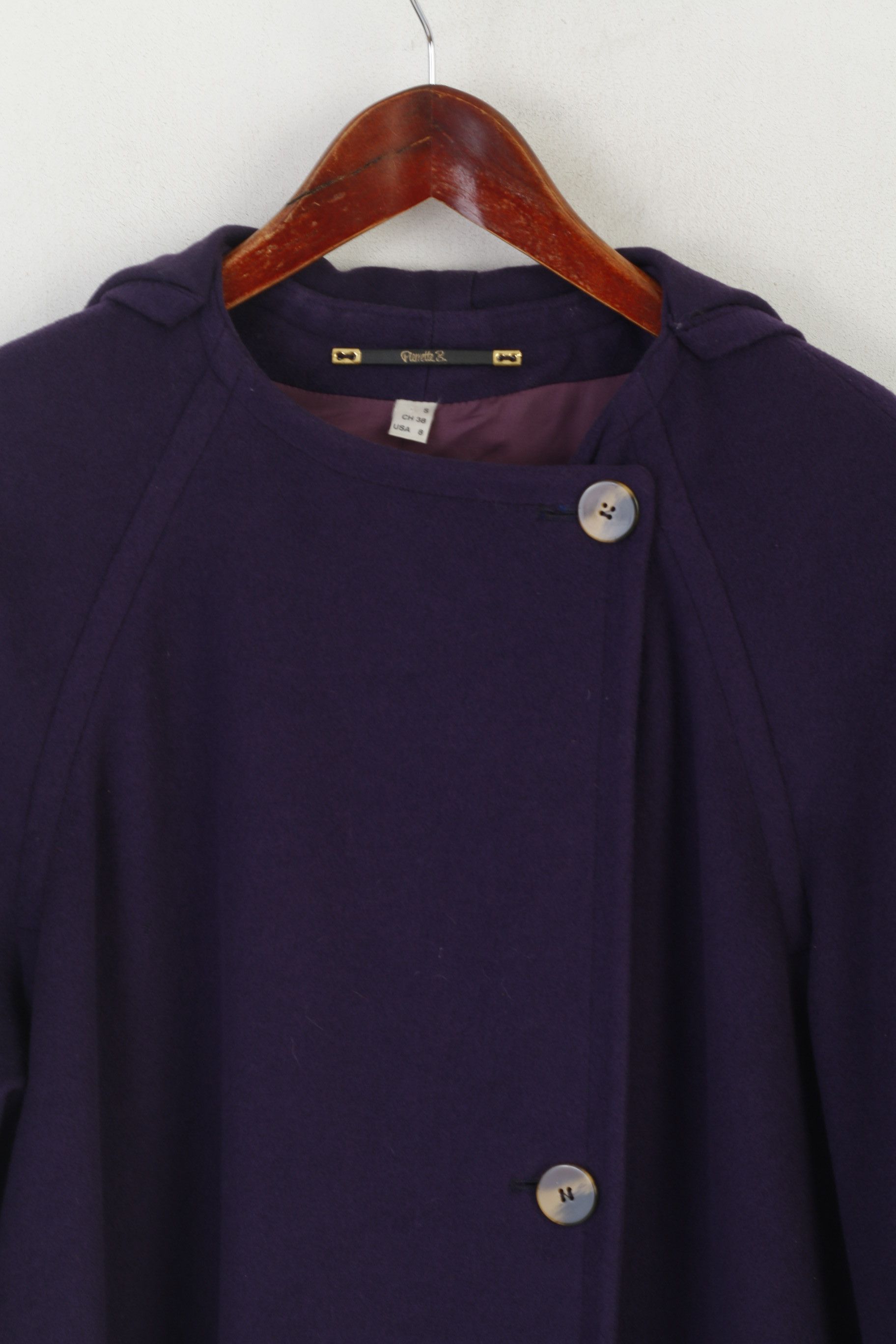 Vintage Pierrette B Women S 8 12 Coat Purple Wool Cashmere 3740 Size S / US 4 / IT 40 - 2 Thumbnail