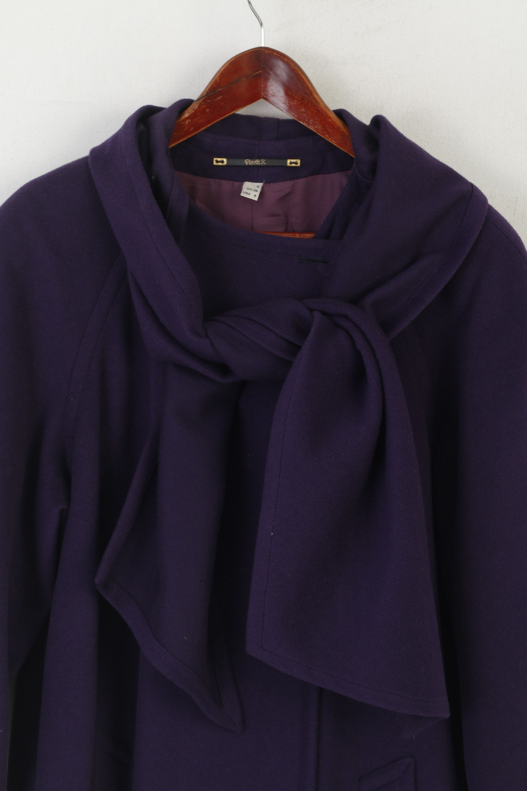 Vintage Pierrette B Women S 8 12 Coat Purple Wool Cashmere 3740 Size S / US 4 / IT 40 - 7 Thumbnail