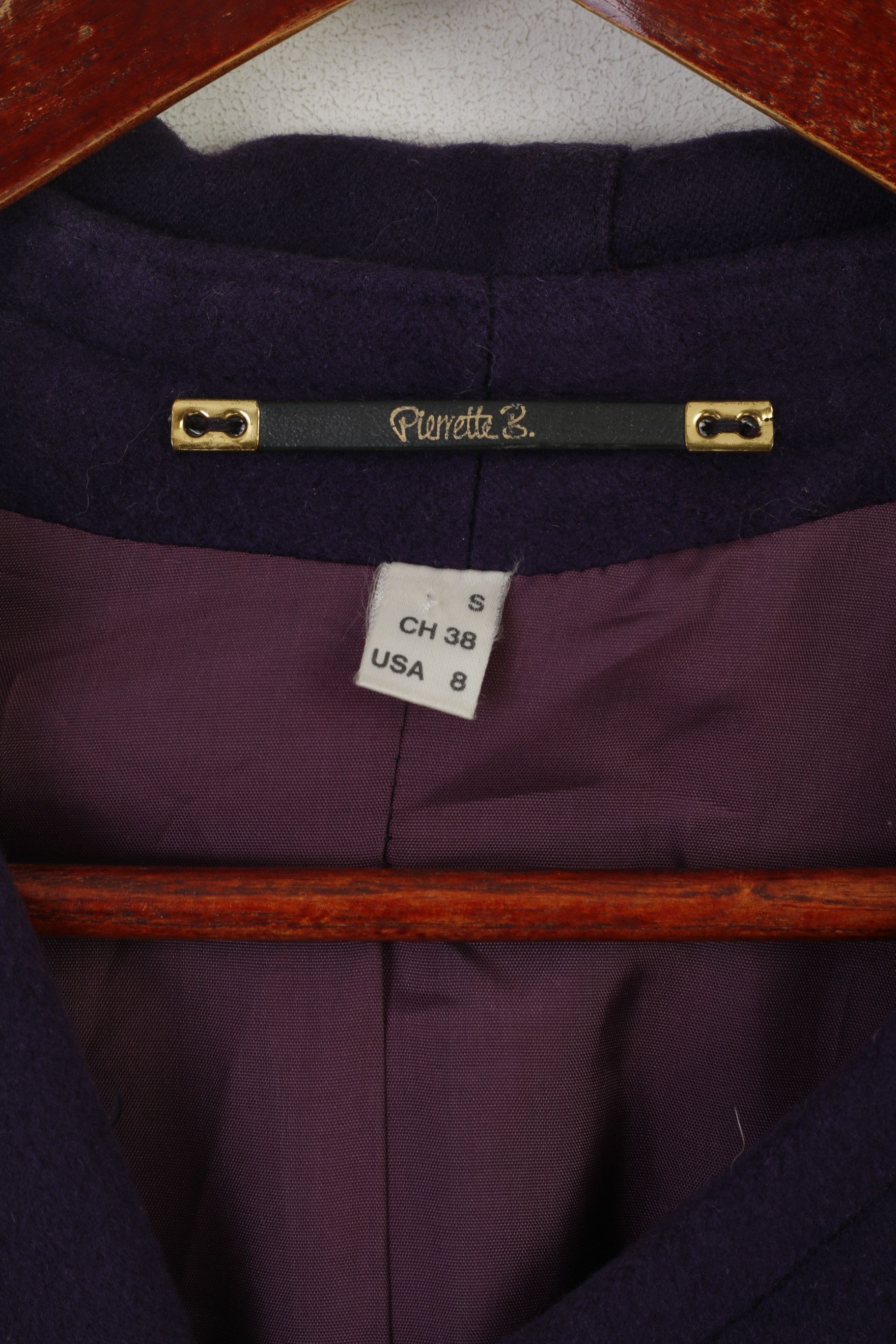Vintage Pierrette B Women S 8 12 Coat Purple Wool Cashmere 3740 Size S / US 4 / IT 40 - 4 Thumbnail