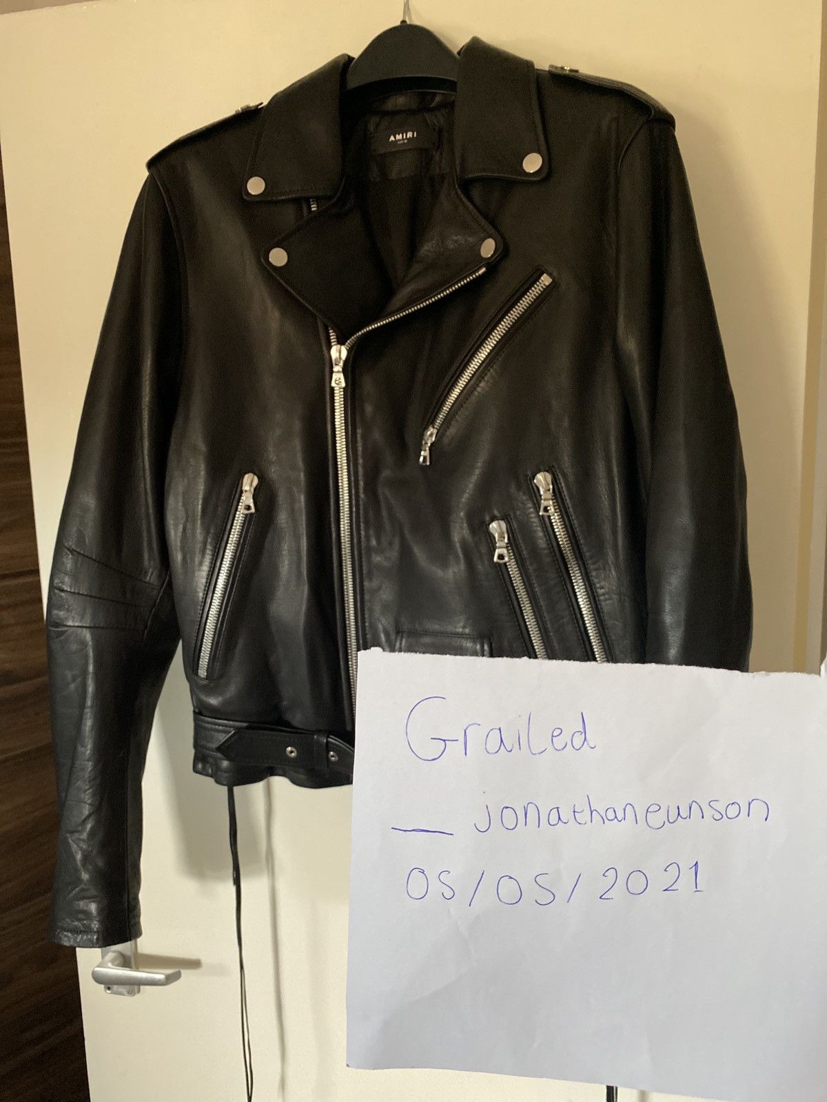Amiri Mike Amiri Black Leather Biker Jacket | Size 48/Medium | Size US M / EU 48-50 / 2 - 8 Thumbnail