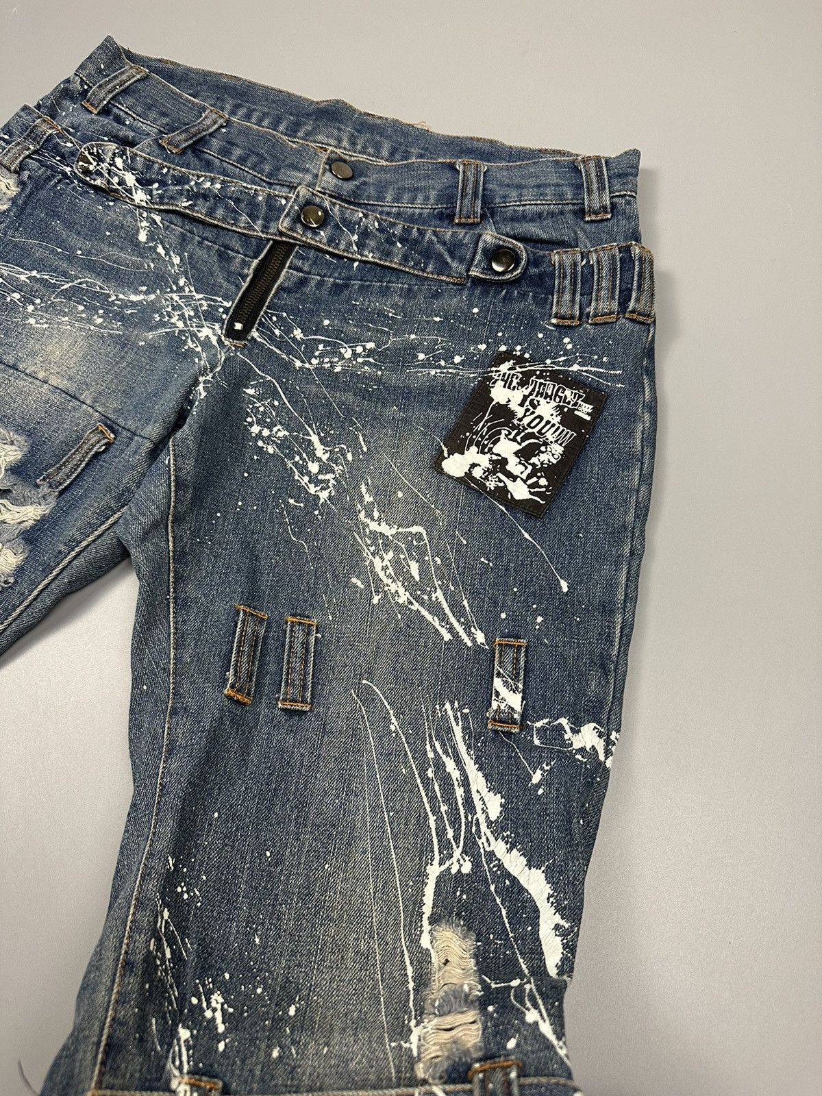 Japanese Brand 🔥RARE🔥DISTRESSED SEX POT REVENGE BONDAGE PAINTED DESIGN Size US 32 / EU 48 - 4 Thumbnail