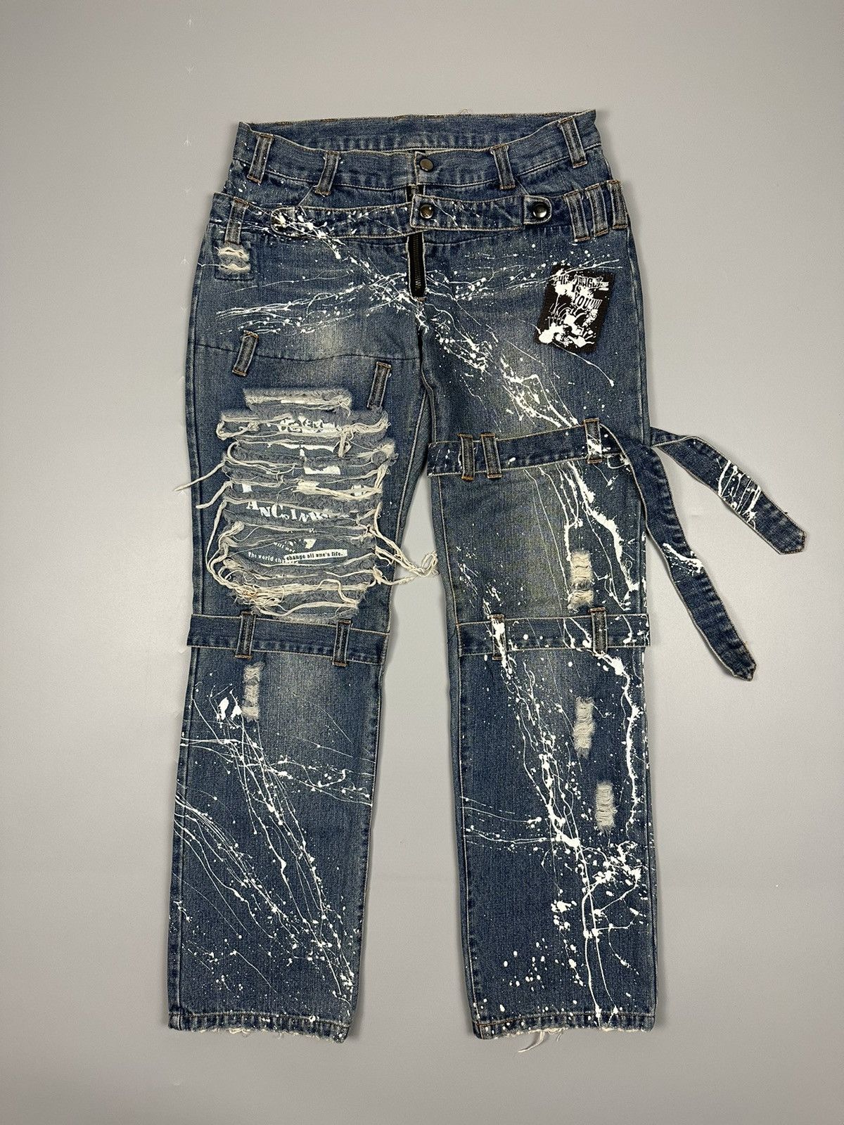 Japanese Brand 🔥RARE🔥DISTRESSED SEX POT REVENGE BONDAGE PAINTED DESIGN Size US 32 / EU 48 - 1 Thumbnail