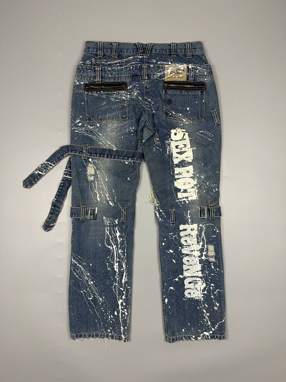 Japanese Brand 🔥RARE🔥DISTRESSED SEX POT REVENGE BONDAGE PAINTED DESIGN Size US 32 / EU 48 - 2 Thumbnail