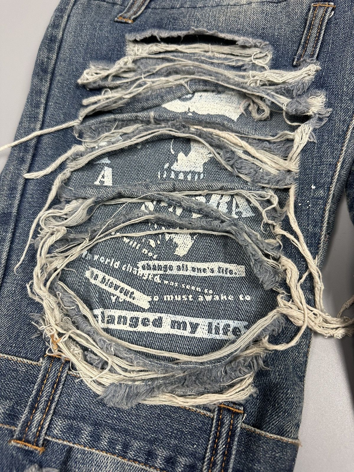 Japanese Brand 🔥RARE🔥DISTRESSED SEX POT REVENGE BONDAGE PAINTED DESIGN Size US 32 / EU 48 - 12 Thumbnail