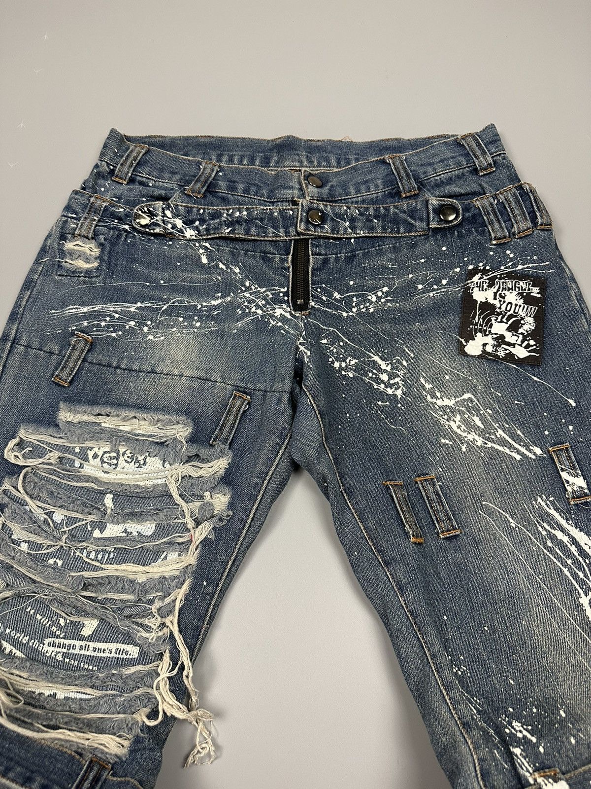 Japanese Brand 🔥RARE🔥DISTRESSED SEX POT REVENGE BONDAGE PAINTED DESIGN Size US 32 / EU 48 - 3 Thumbnail