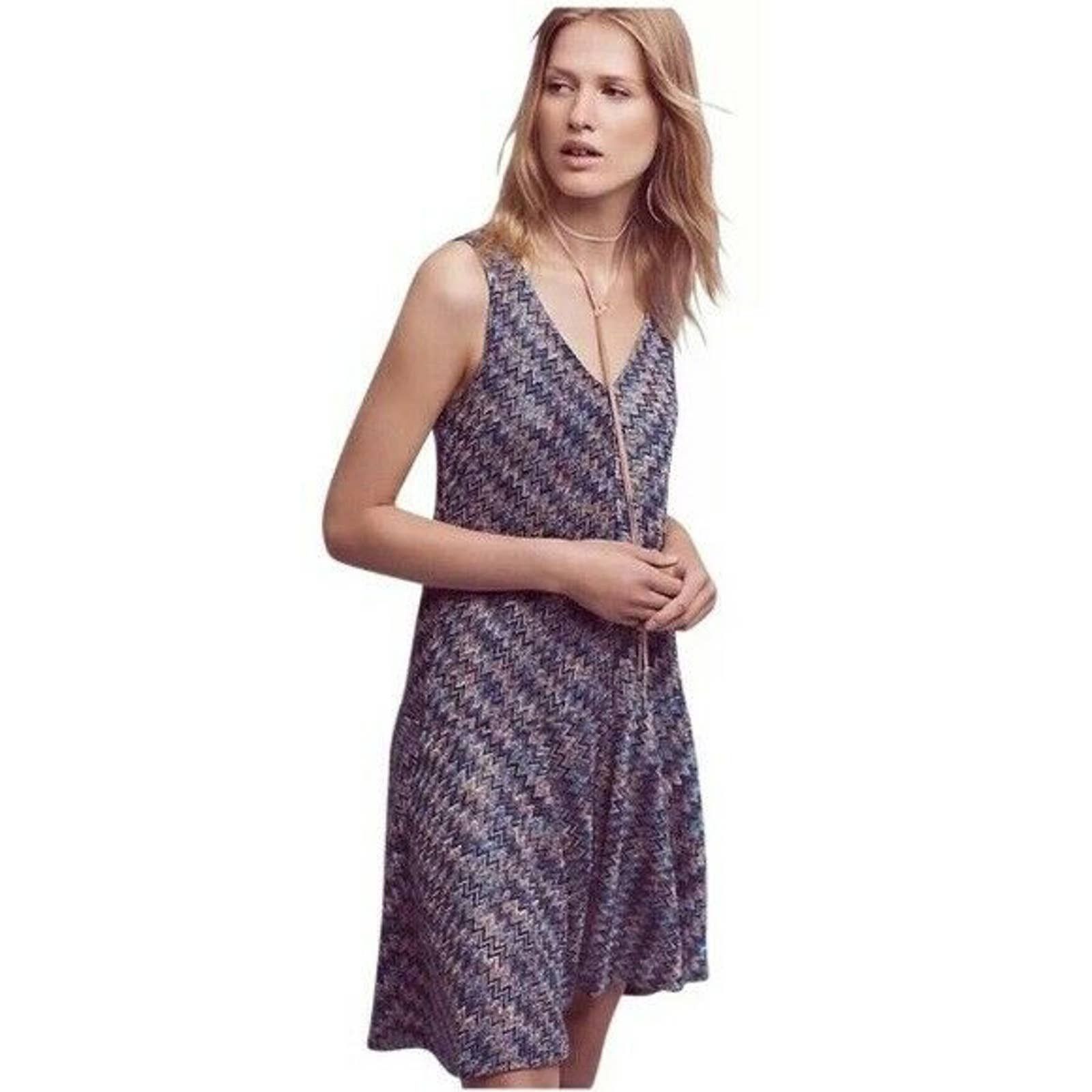 NWT Maeve Westwater Dress Blue Motif Chevron M