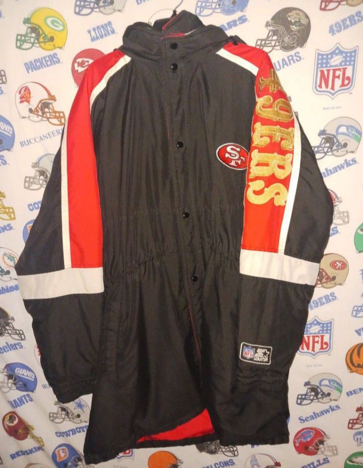 Vintage 1990’s San Fransisco 49ers Starter Trench Coat Sz. L