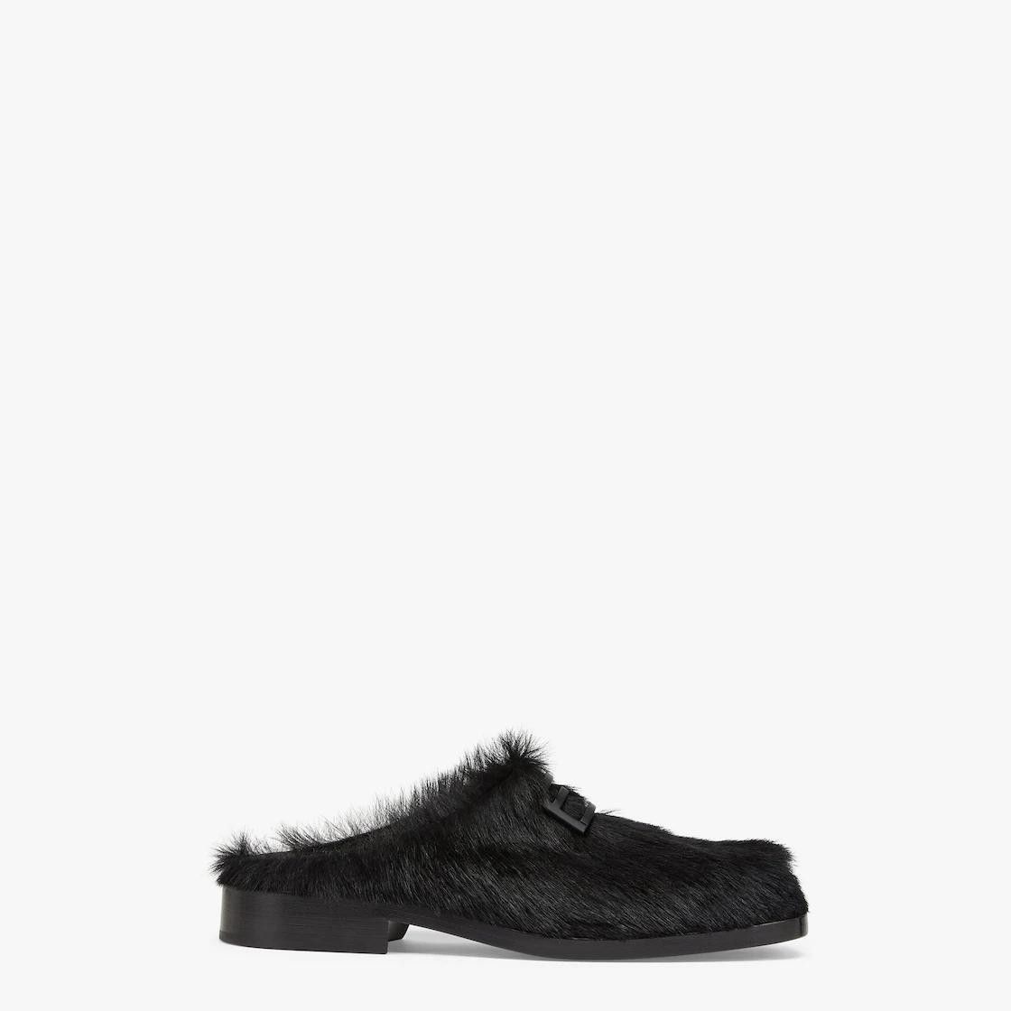 o1loc1io0123 Sabot Pony Hair Slip On in Black