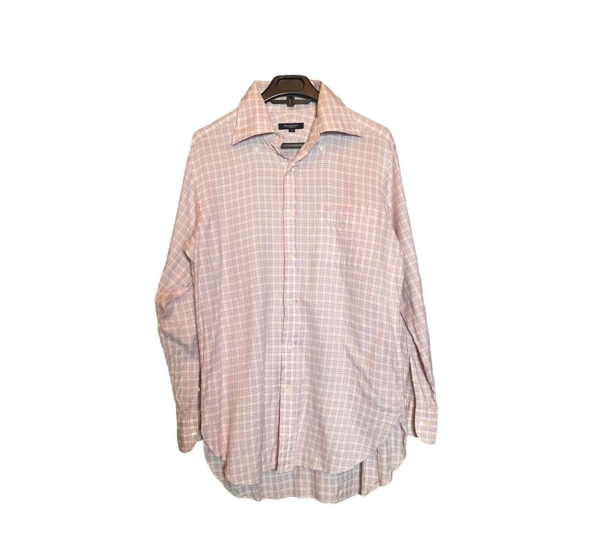 Burberry Mini Logo Embroidery Pink Long Sleeve Shirt