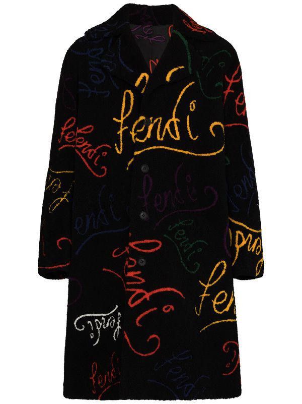 o1loc1io0123 Noeil Feilding Logo Lettering Coat in Black