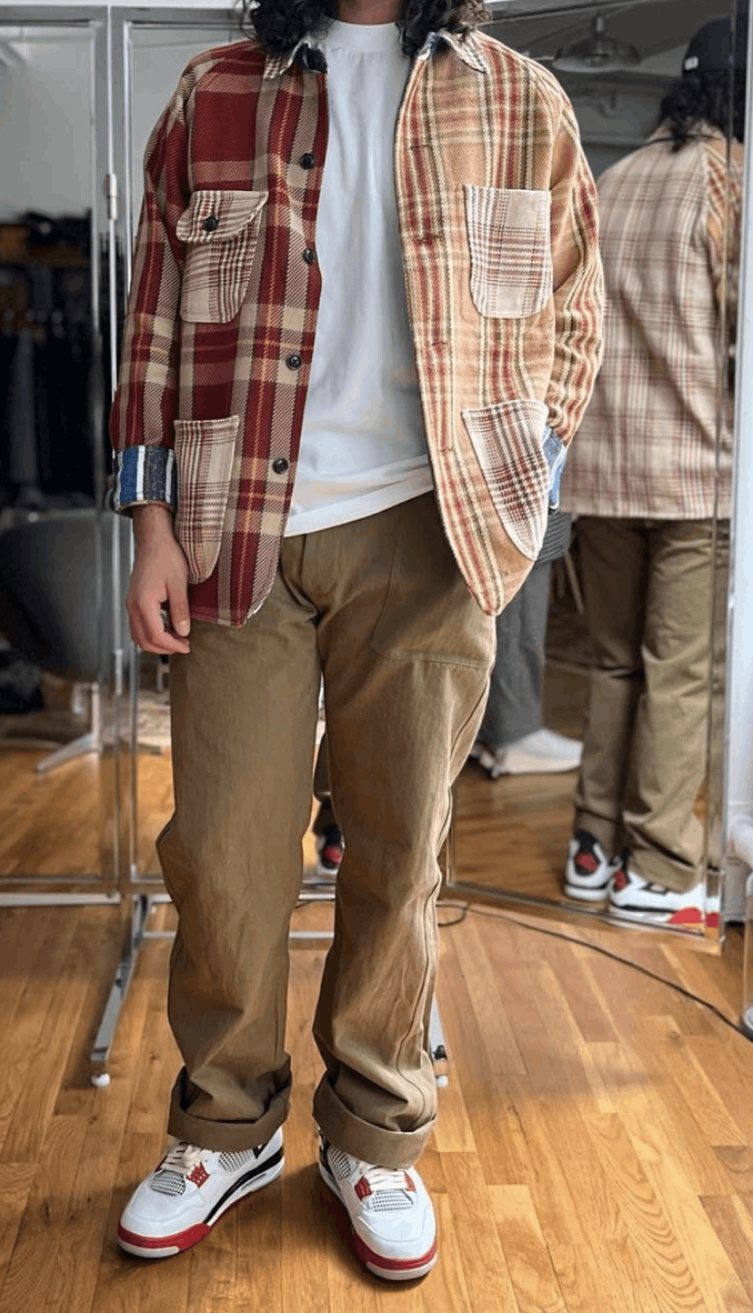 Monitaly × No Man Walks Alone $600 Coverall Chore Jacket deadstock heavyweight patchwork Size US L / EU 52-54 / 3 - 3 Thumbnail