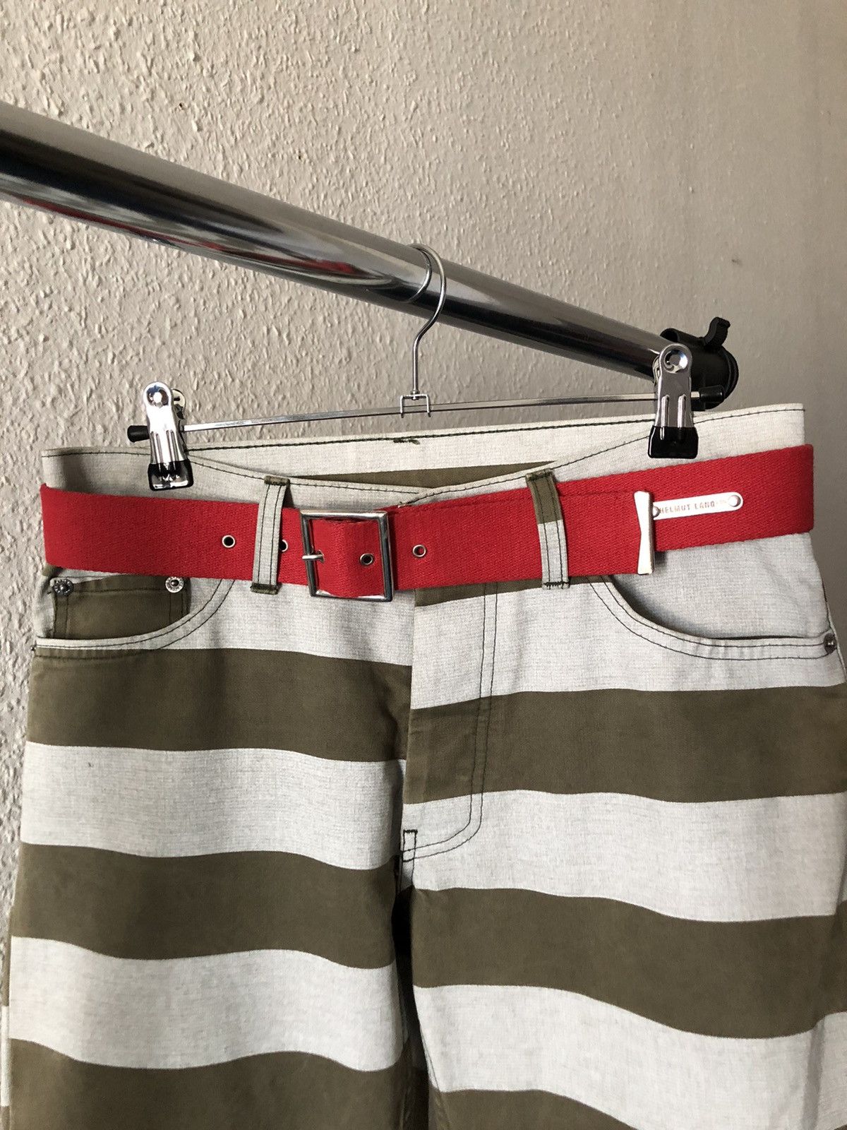 Helmut Lang 1998 VINTAGE RED COTTON BELT JEANS LINE Grailed