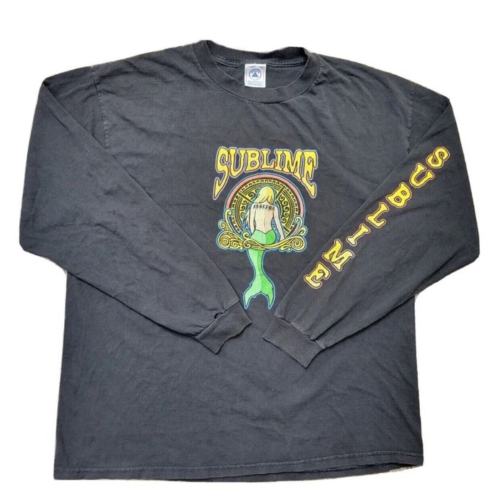 Vintage VTG 90s Sublime Mermaid Band 2001 T Shirt Long Sleeve Spellout ...