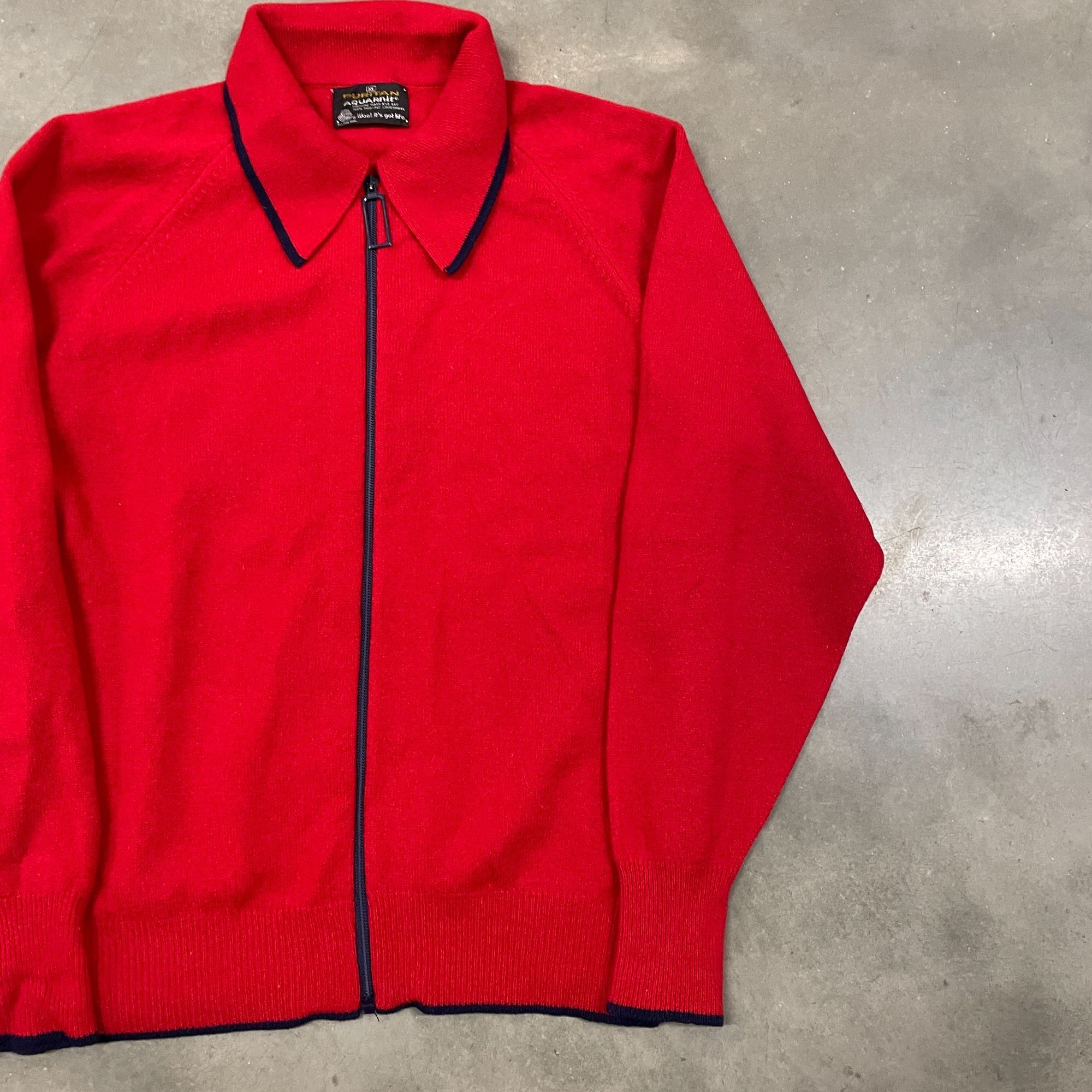 Vintage 60s VTG Red Wool Puritan Aquaknit Wool Zip Up Sweater XL Red Size US XL / EU 56 / 4 - 5 Thumbnail