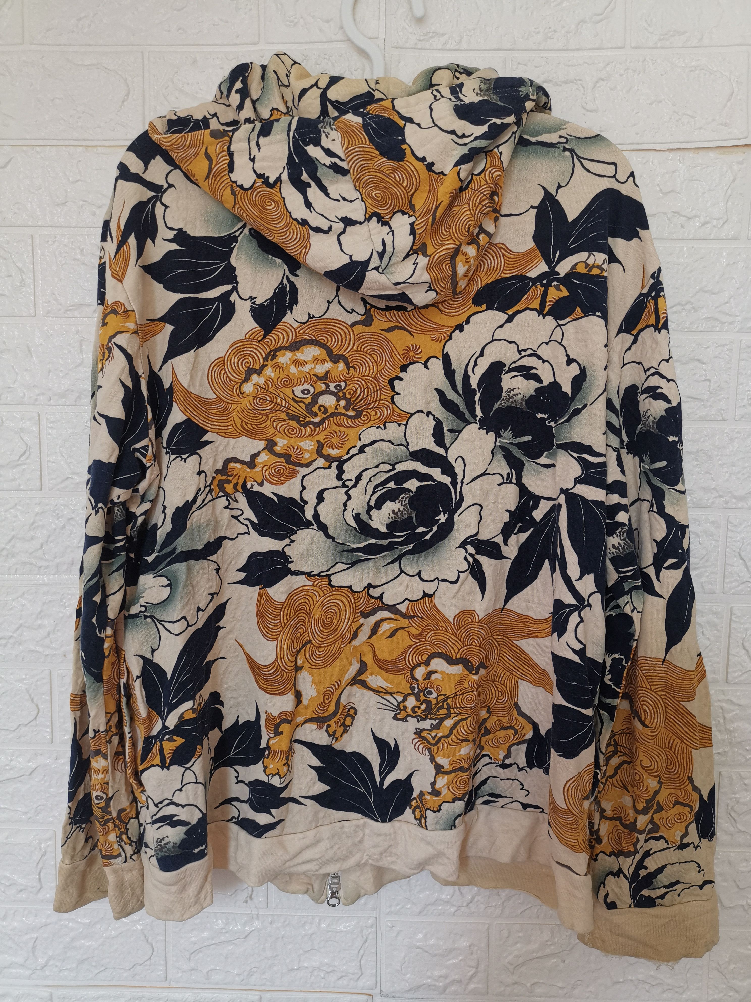 Japanese Brand × Vintage Vintage Pagong Dragon on Black Flower Hoodie Size US L / EU 52-54 / 3 - 2 Thumbnail