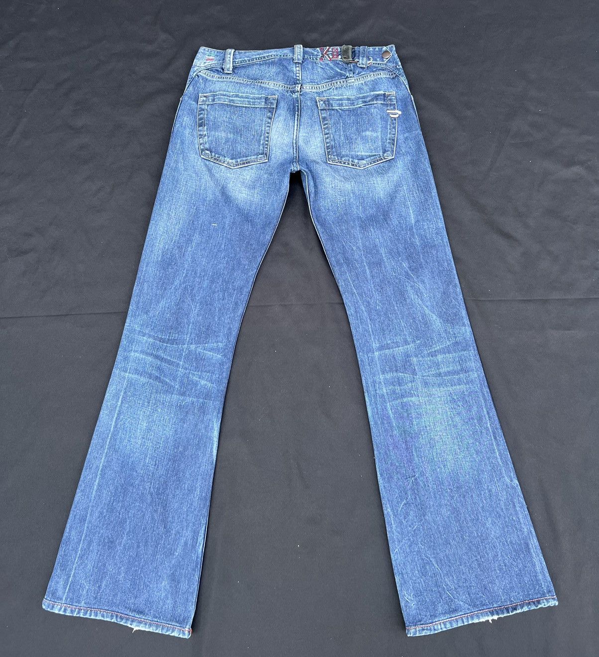 Diesel × Vintage Flare Vintage Diesel Italy Fade Blue Denim Flare Jeans Size US 31 - 5 Thumbnail