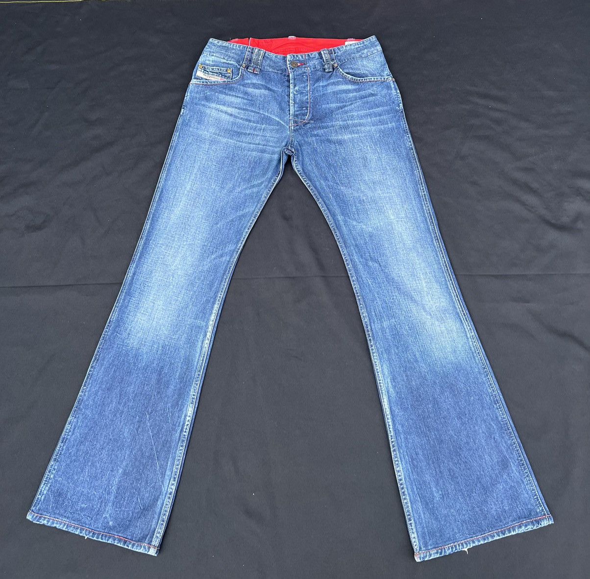 Diesel × Vintage Flare Vintage Diesel Italy Fade Blue Denim Flare Jeans Size US 31 - 1 Thumbnail