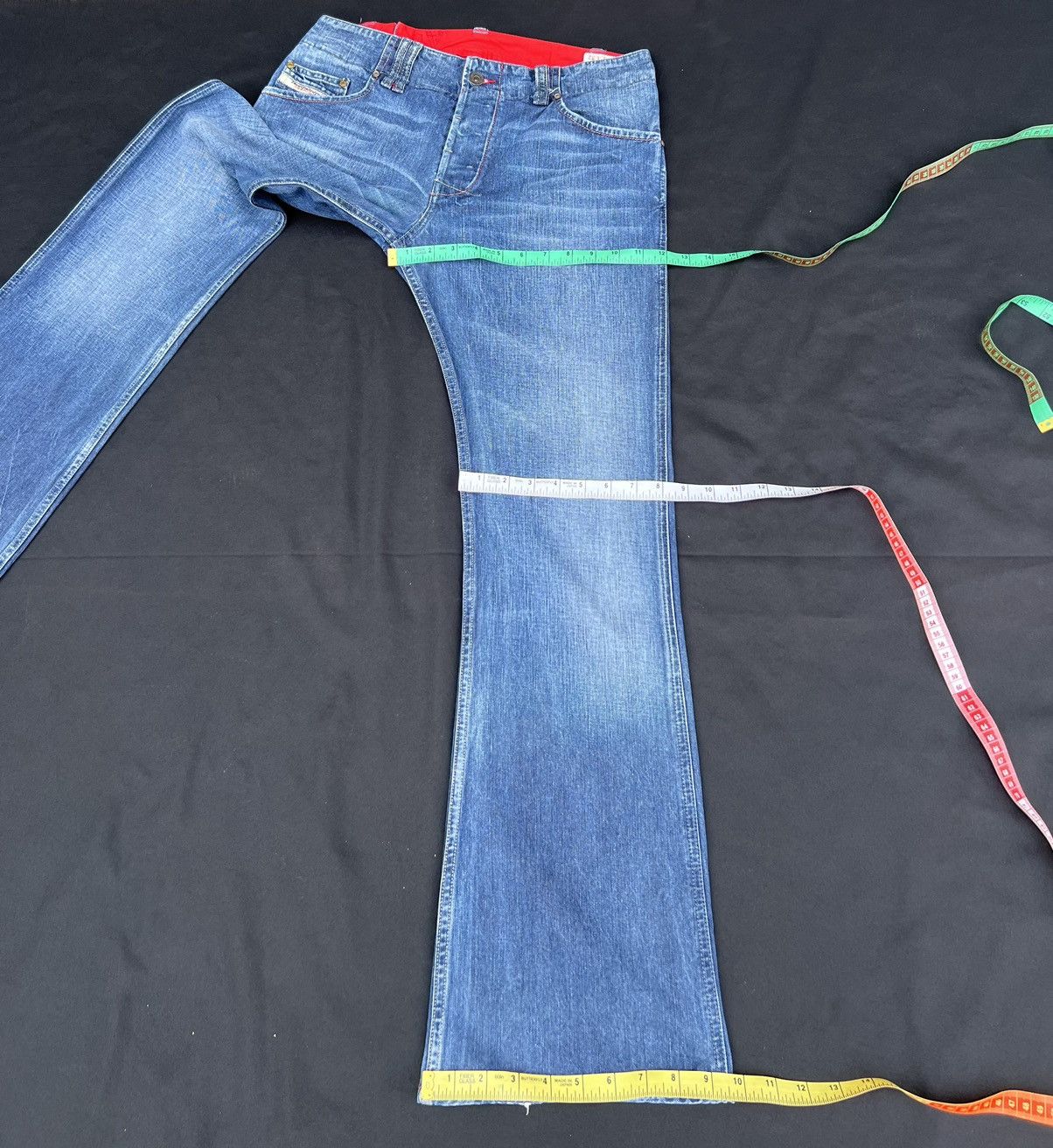 Diesel × Vintage Flare Vintage Diesel Italy Fade Blue Denim Flare Jeans Size US 31 - 3 Thumbnail