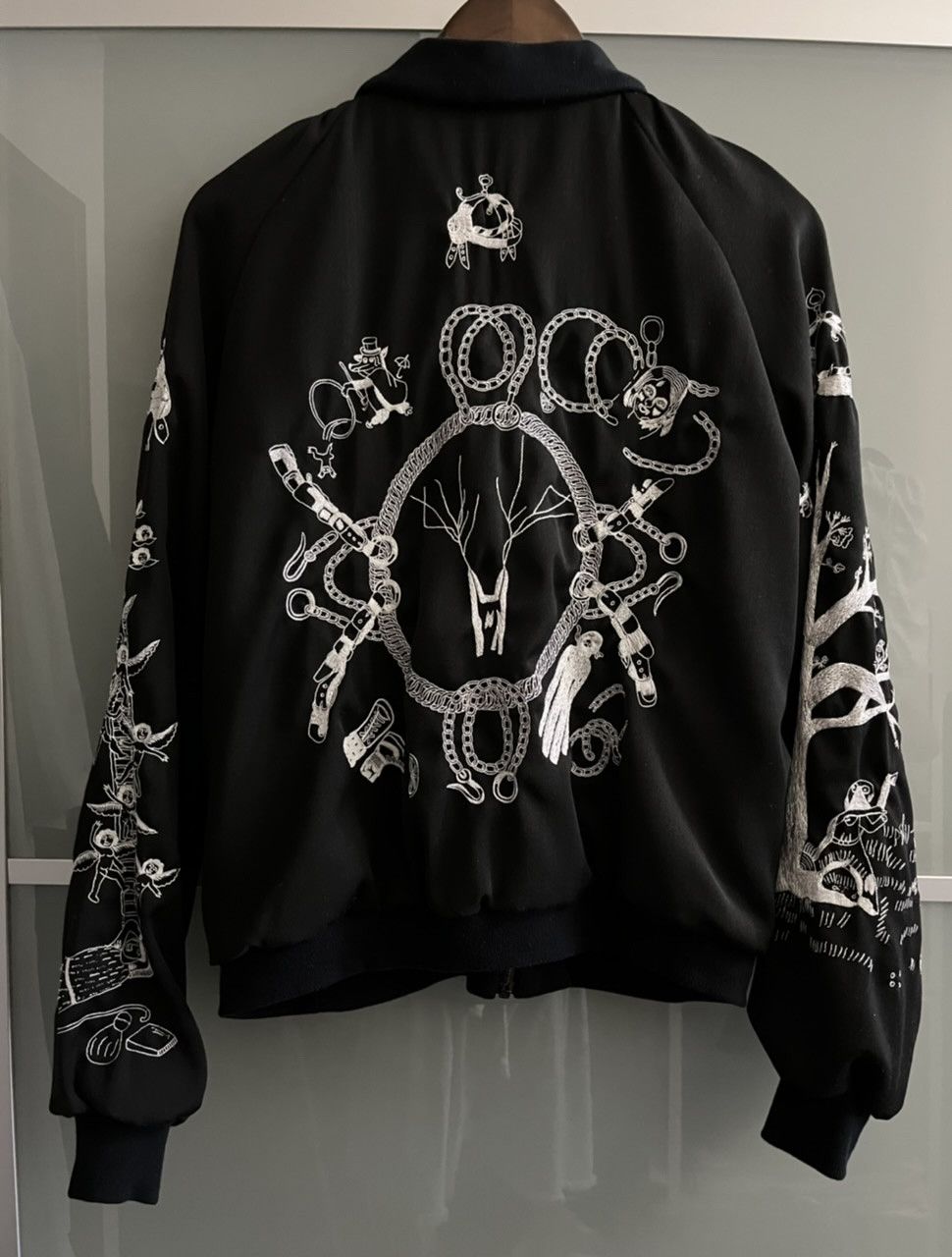 Bernhard Willhelm BERNHARD WILLHELM 02AW BLACK WOOL EMBROIDERED BOMBER JACKET Size US S / EU 44-46 / 1 - 3 Thumbnail