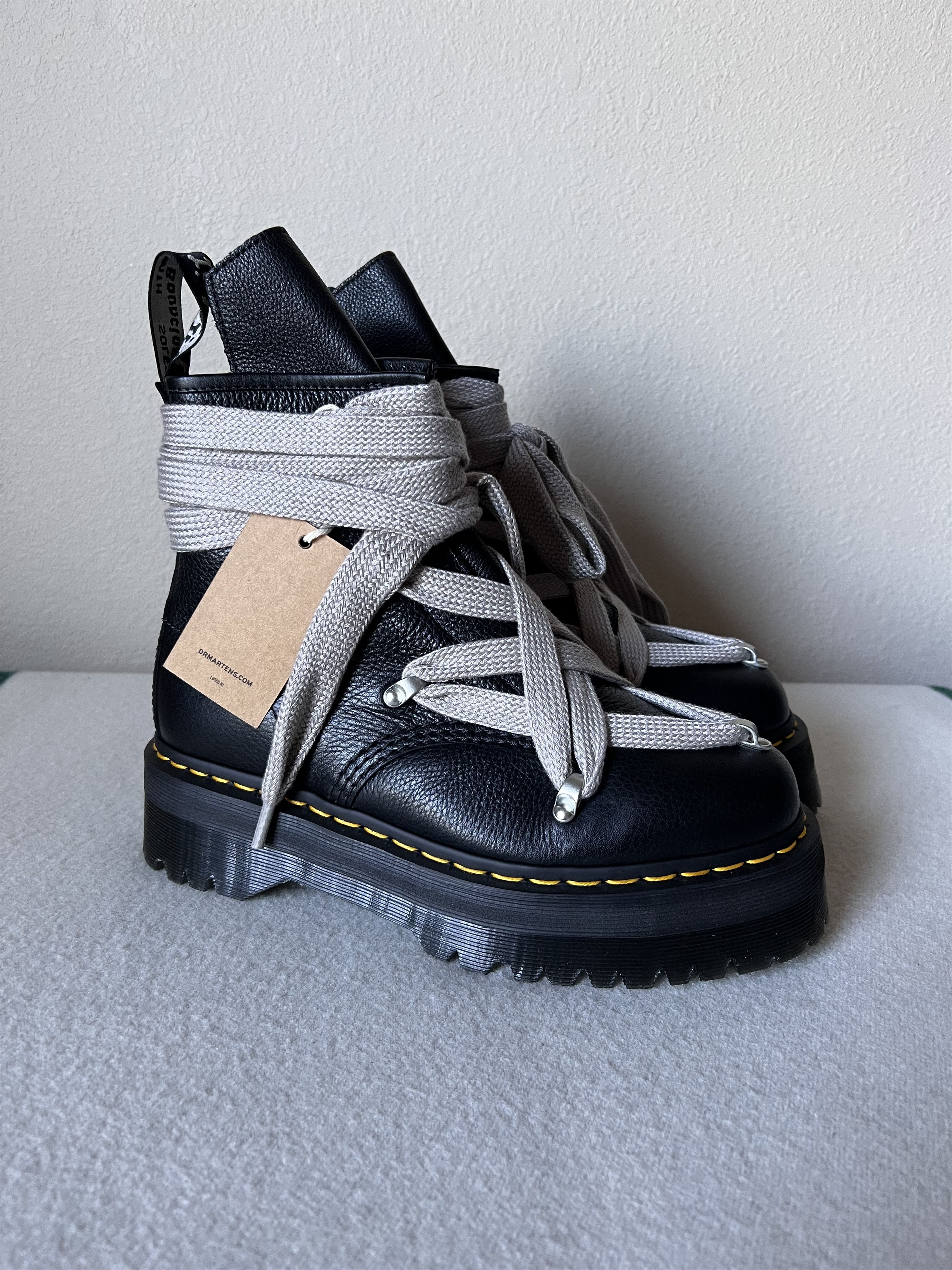 image of Dr Martens x Rick Owens Dr. Martens Quad Sole Pentagram Boots in Black, Men's (Size 10)