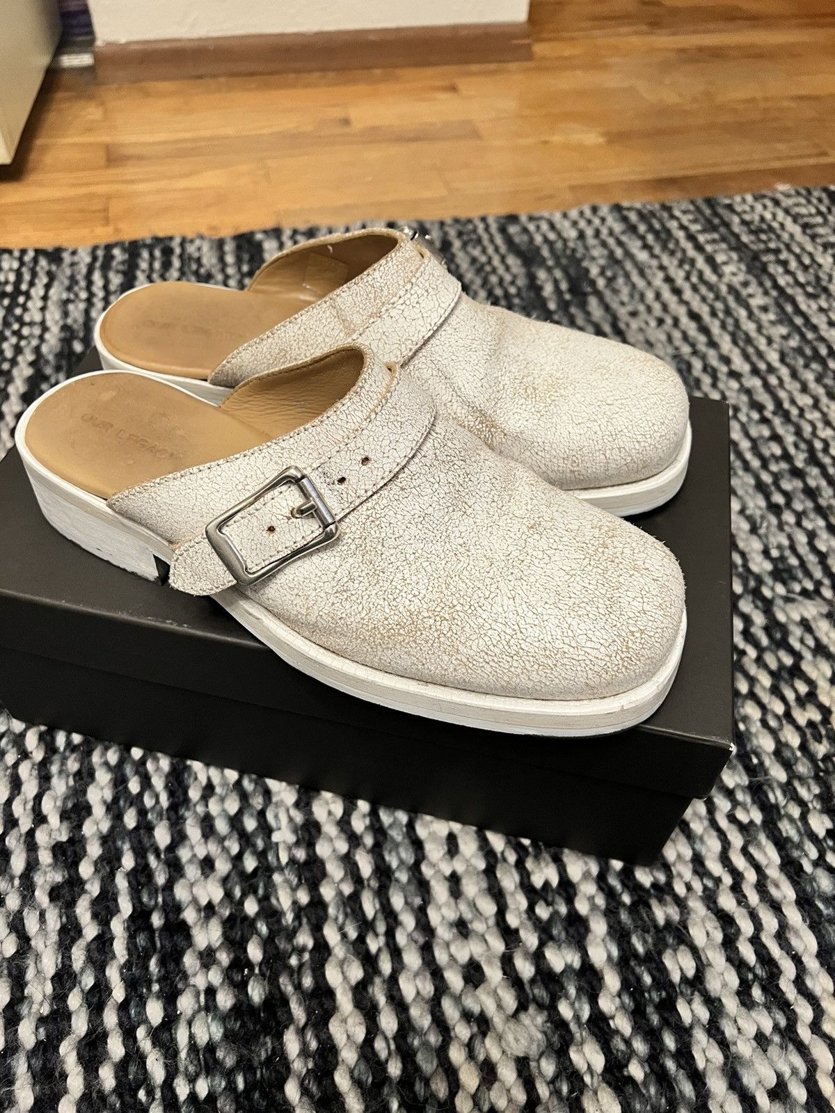 Our Legacy Our Legacy Camion Mule - White Coated Suede Size 42 