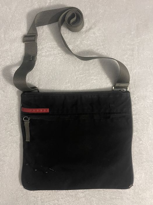 Prada Prada Linea Rossa Red Tag Nylon Bag Black Red Grailed