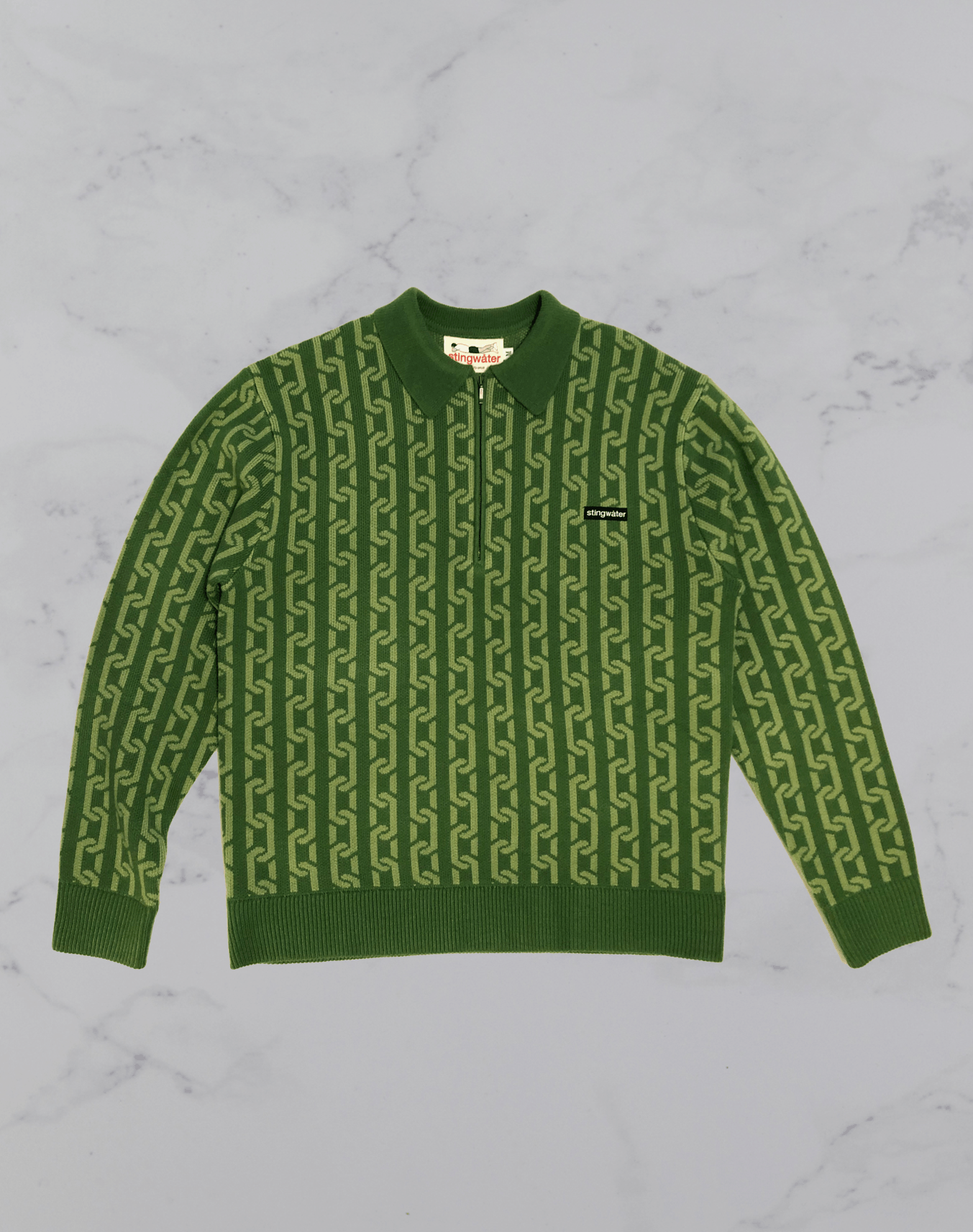 Stingwater Stingwater Collared Half Zip Jacquard Chain Sweater Size US M / EU 48-50 / 2 - 1 Thumbnail