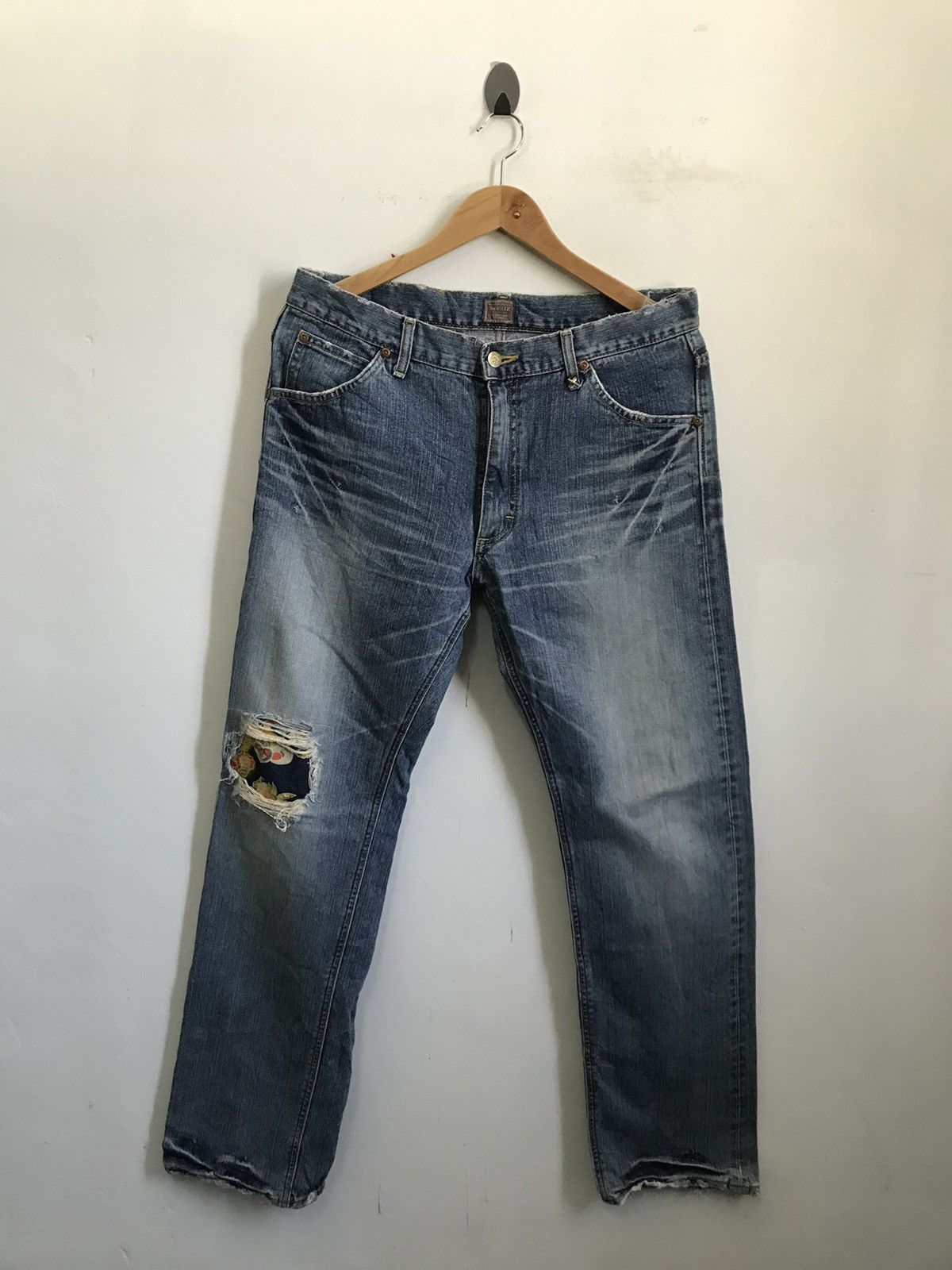 Lee Lee Flare TRASHED Denim Jeans Size US 34 / EU 50 - 1 Thumbnail