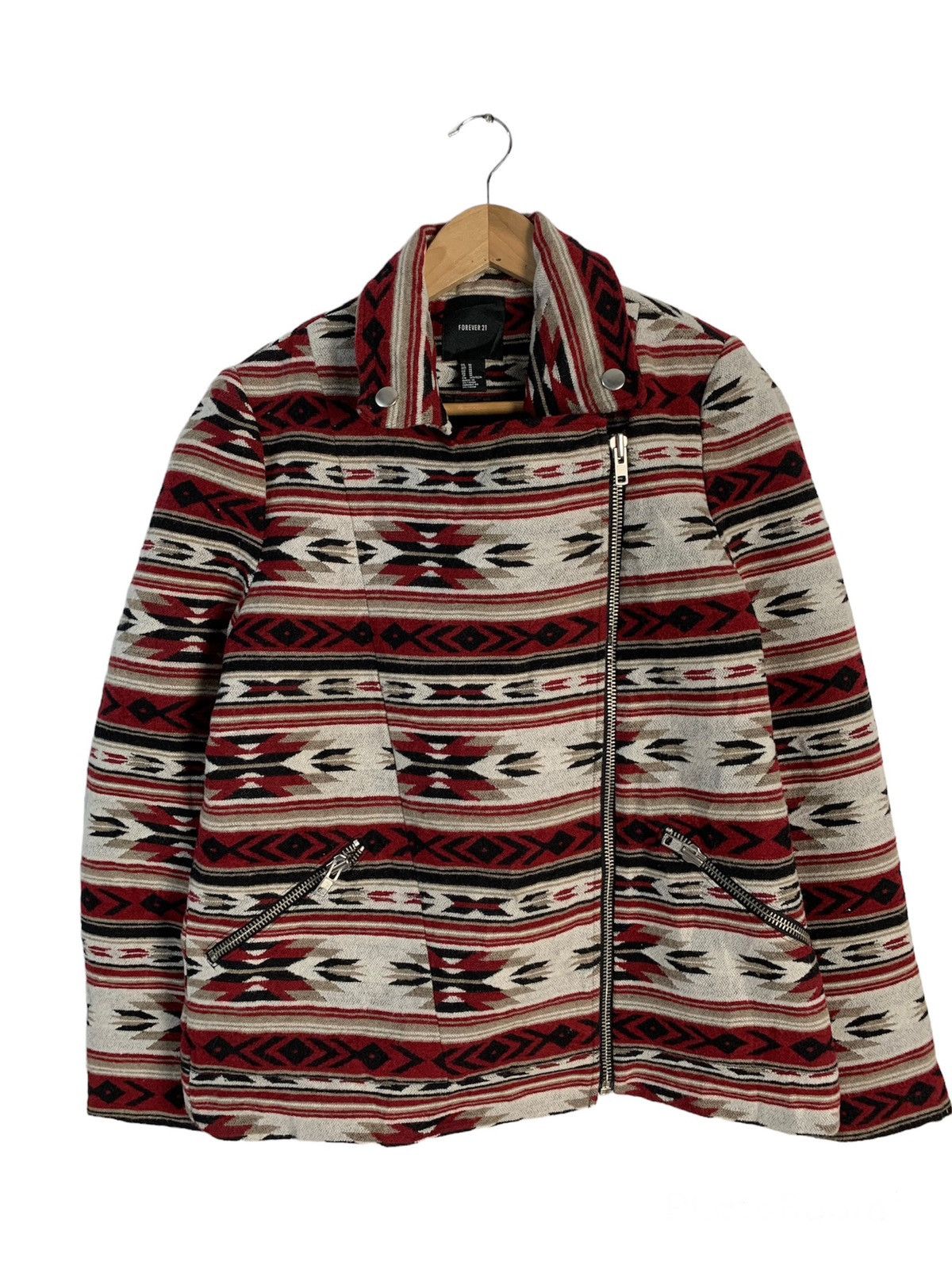 image of Forever 21 Navajo Aztech Jacket in Red, Men's (Size Medium)