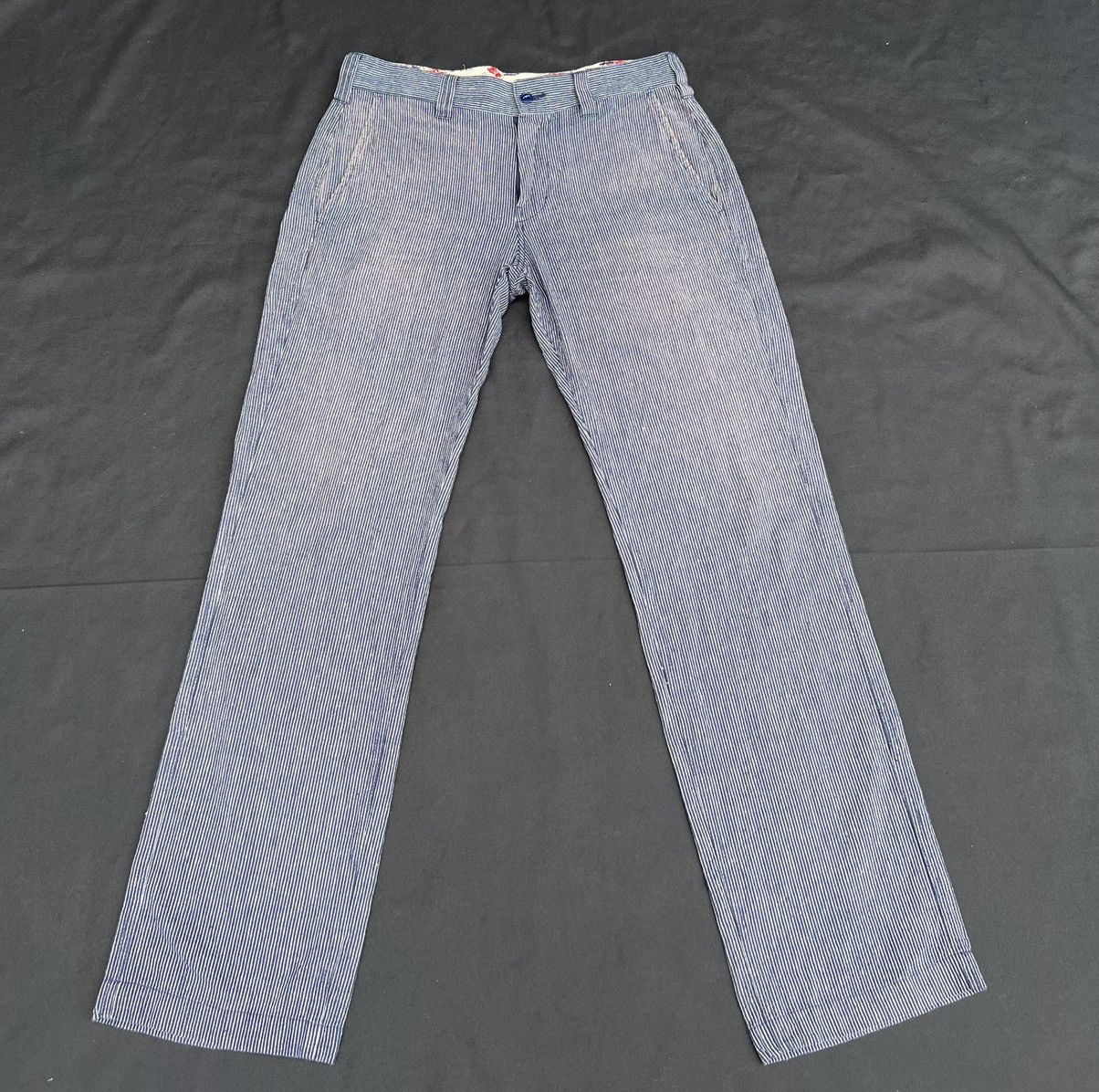 CAT'S PAW Cat’s Paw Japan Sun Fade Look Pinstripe Linen Chinos Trouser Size US 30 / EU 46 - 18 Thumbnail