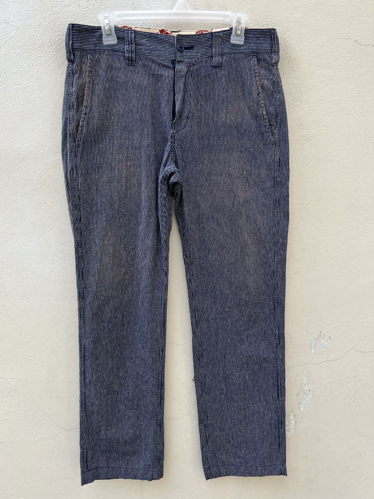 CAT'S PAW Cat’s Paw Japan Sun Fade Look Pinstripe Linen Chinos Trouser Size US 30 / EU 46 - 1 Thumbnail