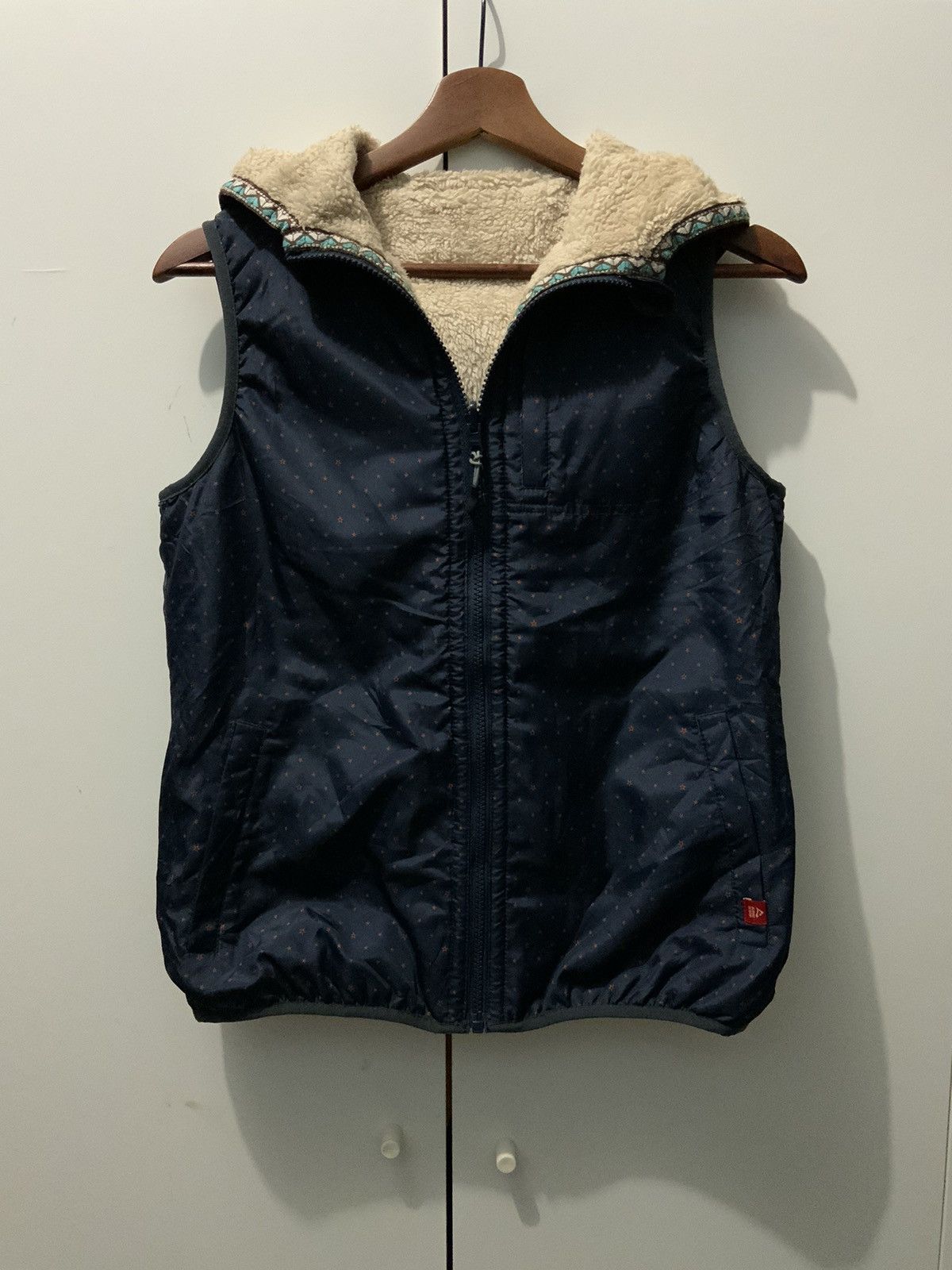 image of VTG Navajo Native Fleece Reversible Vest By Alpine Design in Blue, Men's (Size Medium)
