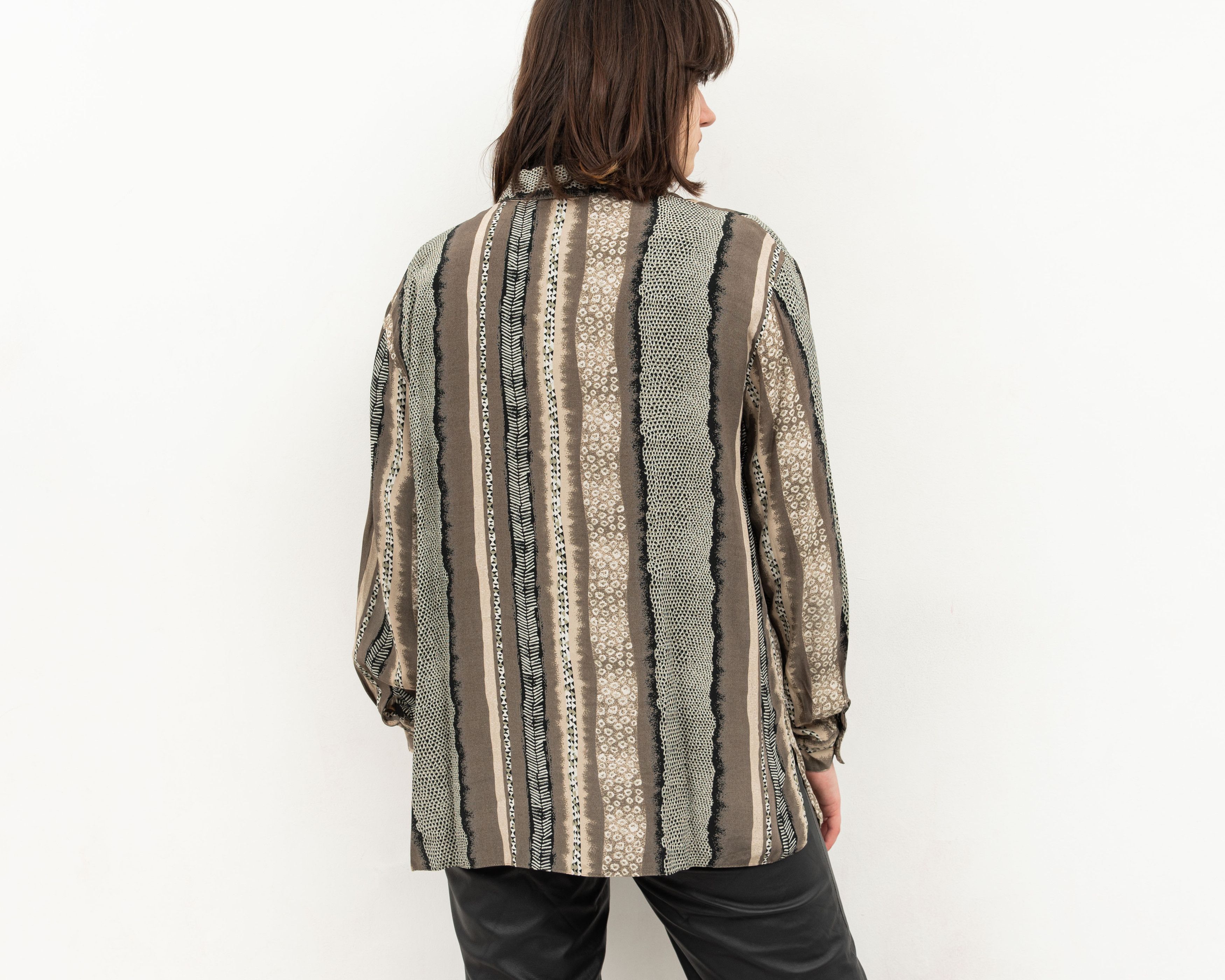 Other × Vintage 80's Button Up Over Shirt Long Sleeved Blouse Patterned Top Size L / US 10 / IT 46 - 6 Thumbnail