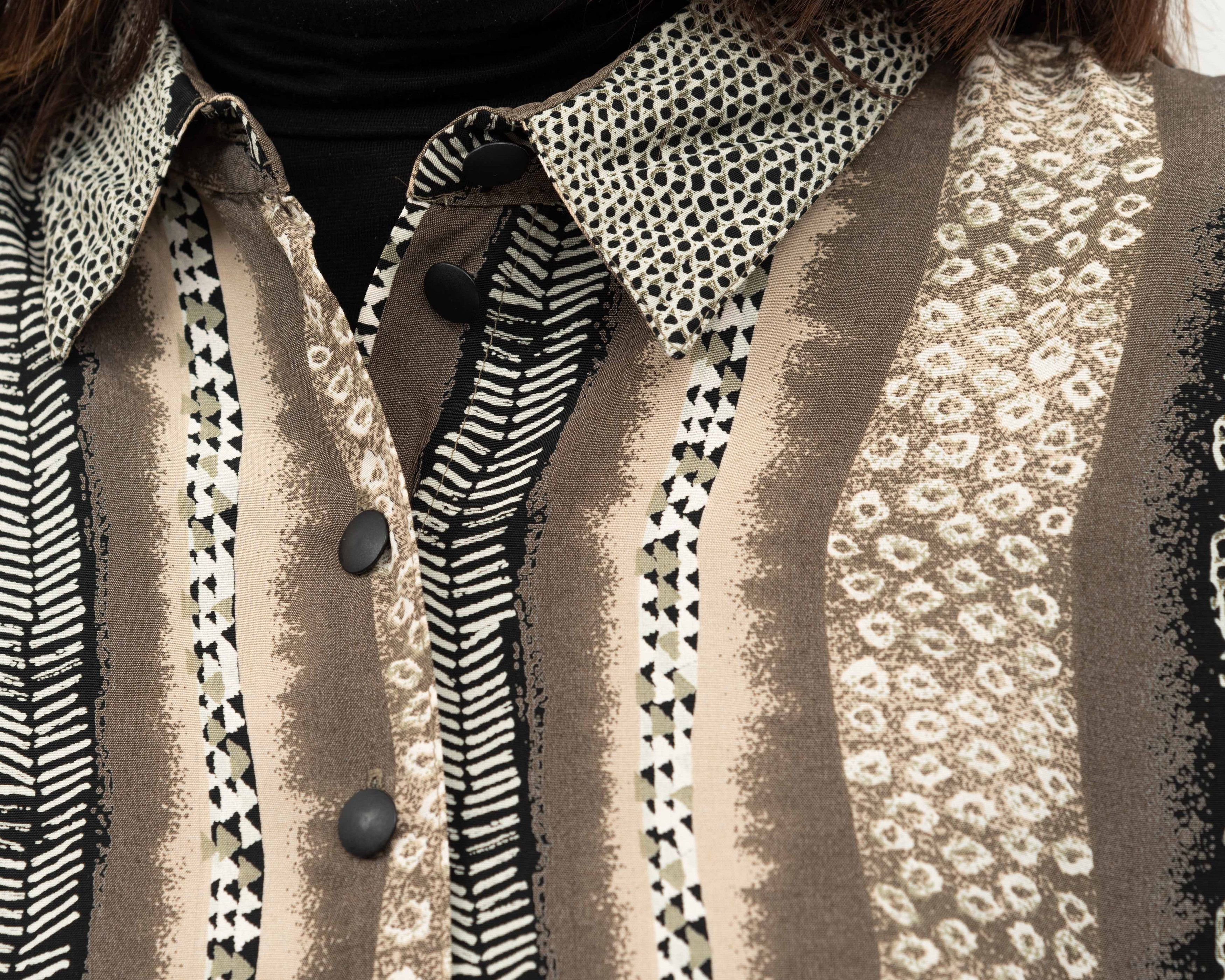 Other × Vintage 80's Button Up Over Shirt Long Sleeved Blouse Patterned Top Size L / US 10 / IT 46 - 5 Thumbnail